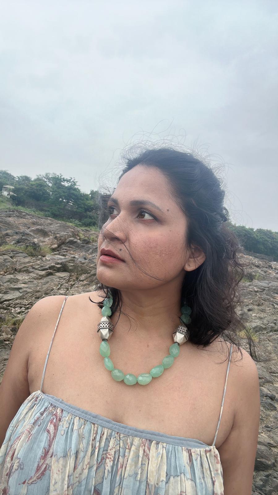 Aventurine Vintage Silver Necklace