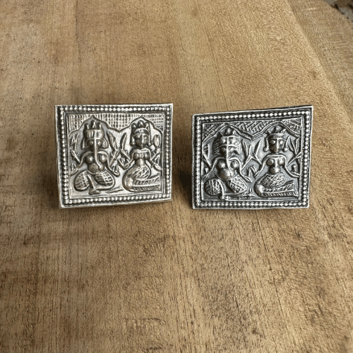 Ganesh Laxmi Silver Stud