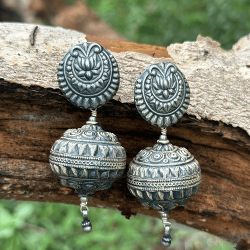 Vintage Floral Balls Jhumki