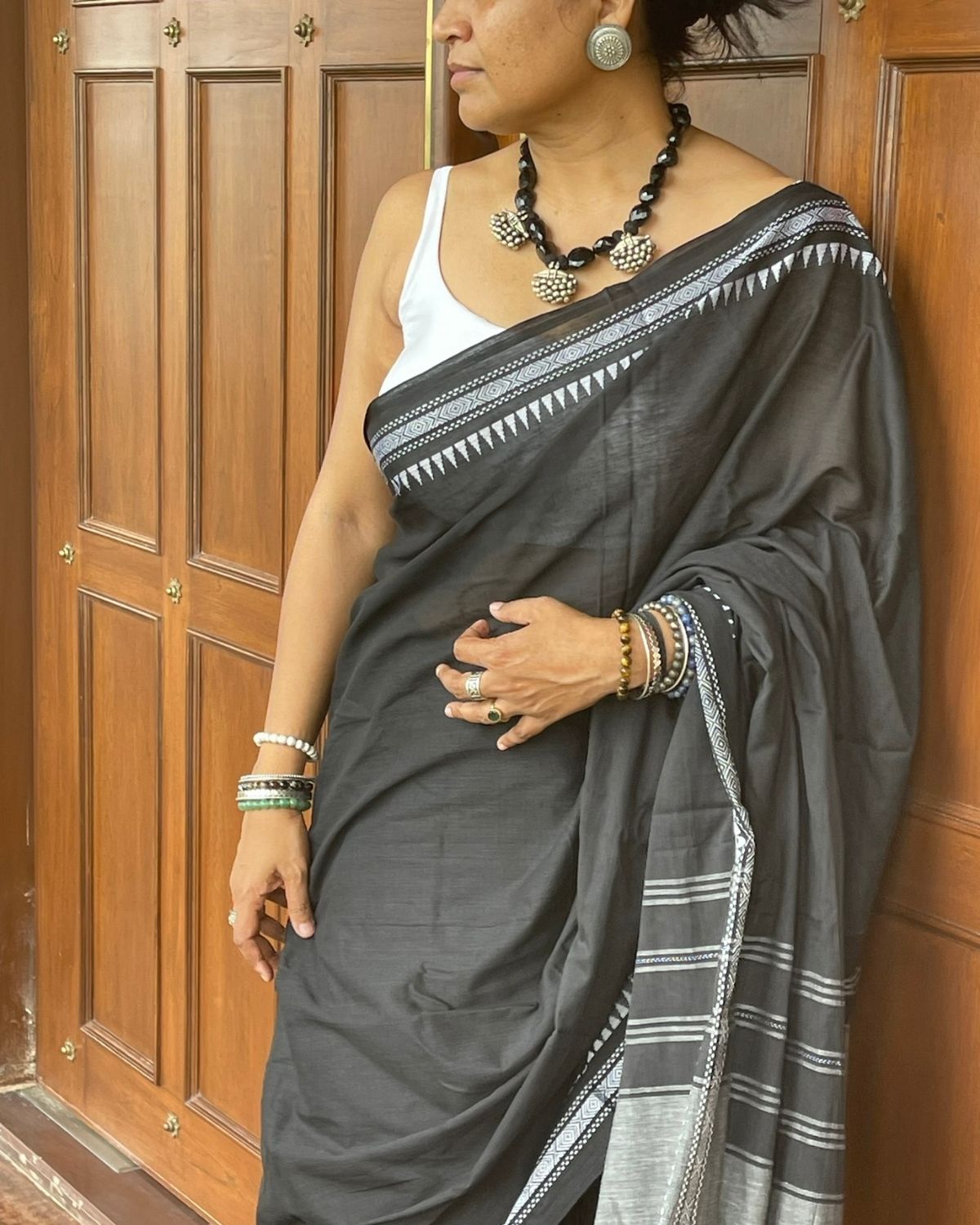 Black Onyx Stone with Ghungroo Necklace