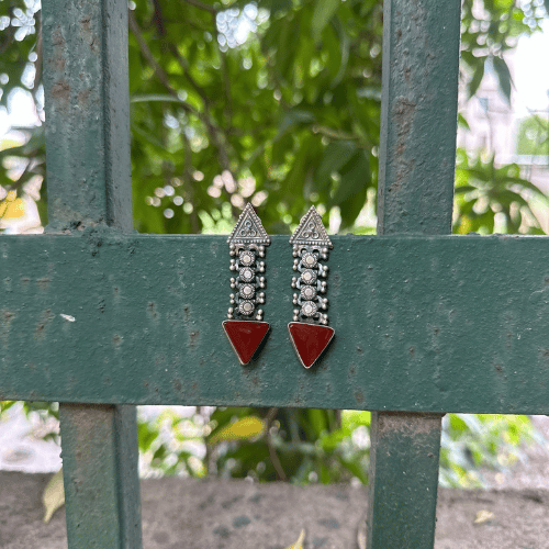 Silver Triangle Stone Dangler