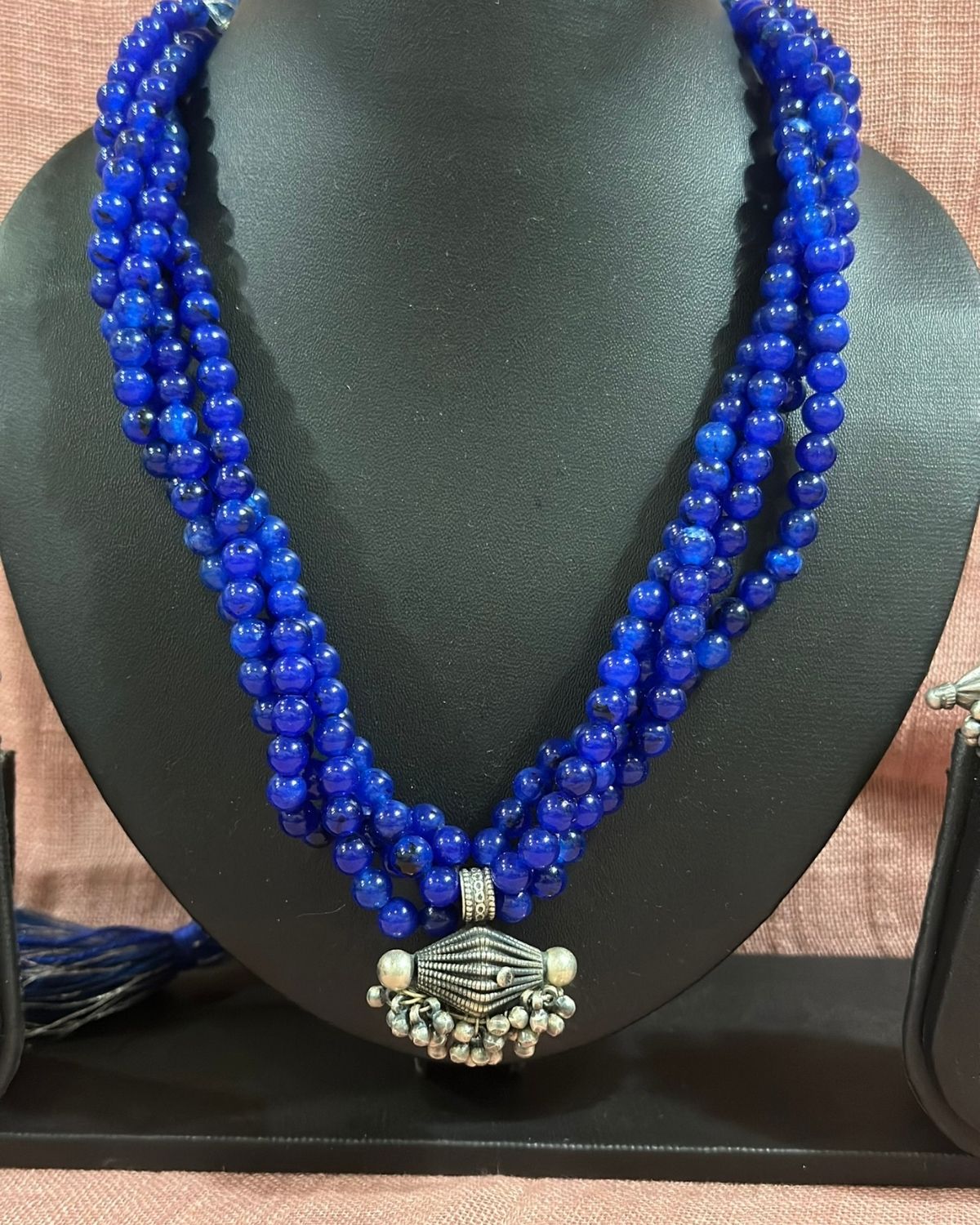 Blue Stone with Silver Tabiz Pendant Necklace