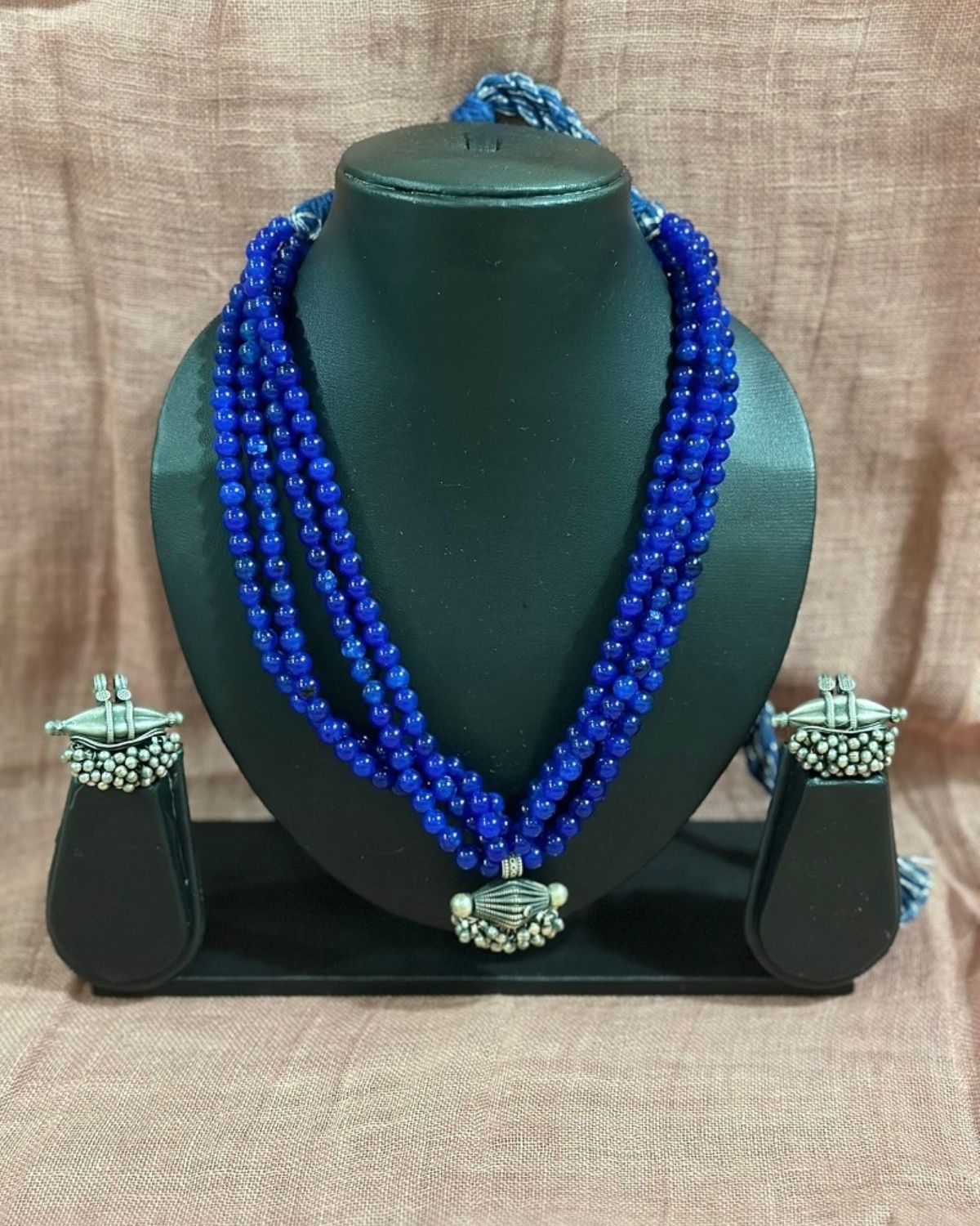 Blue Stone with Silver Tabiz Pendant Necklace