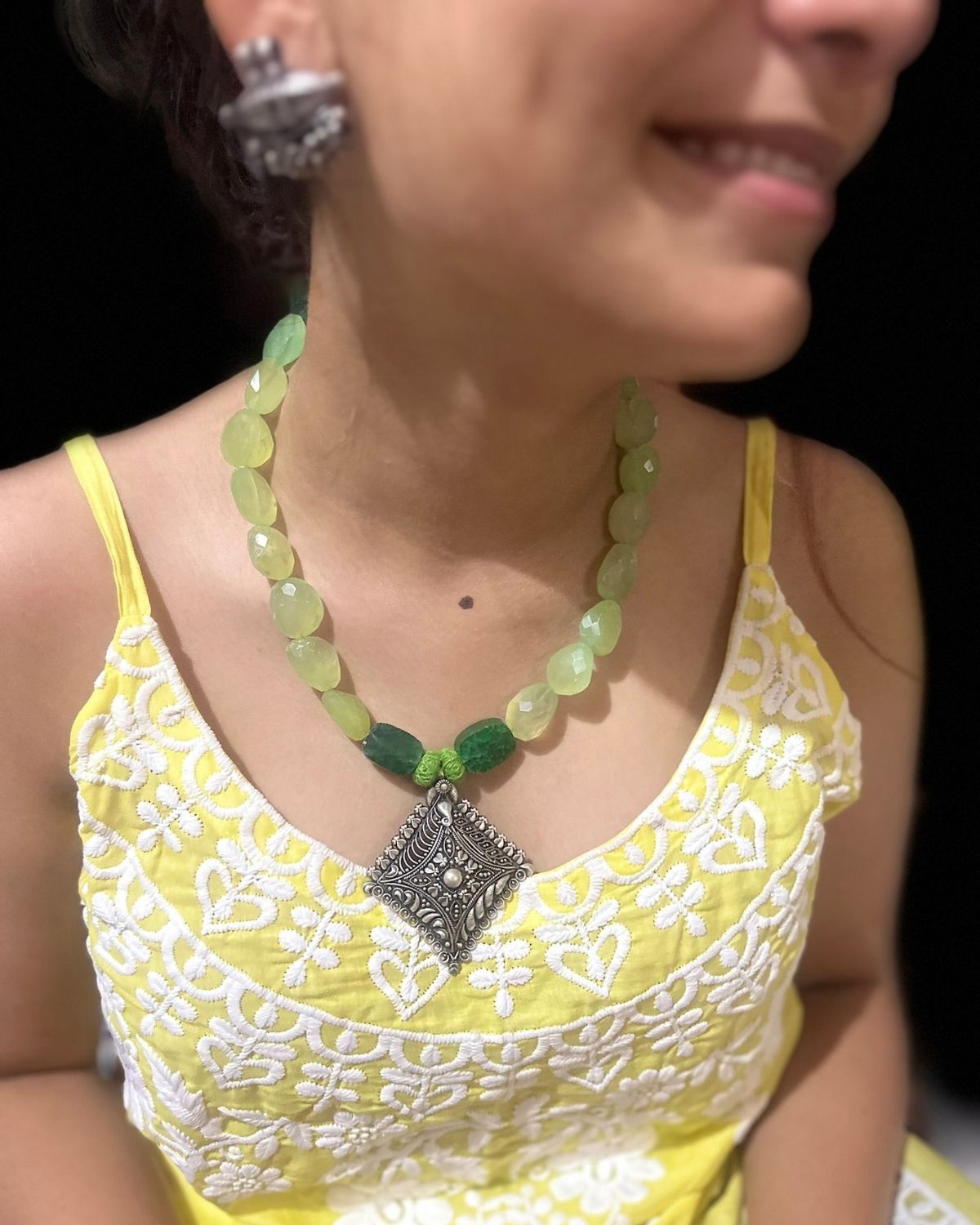 Temple Design with Green Aventurine Stone Necklace