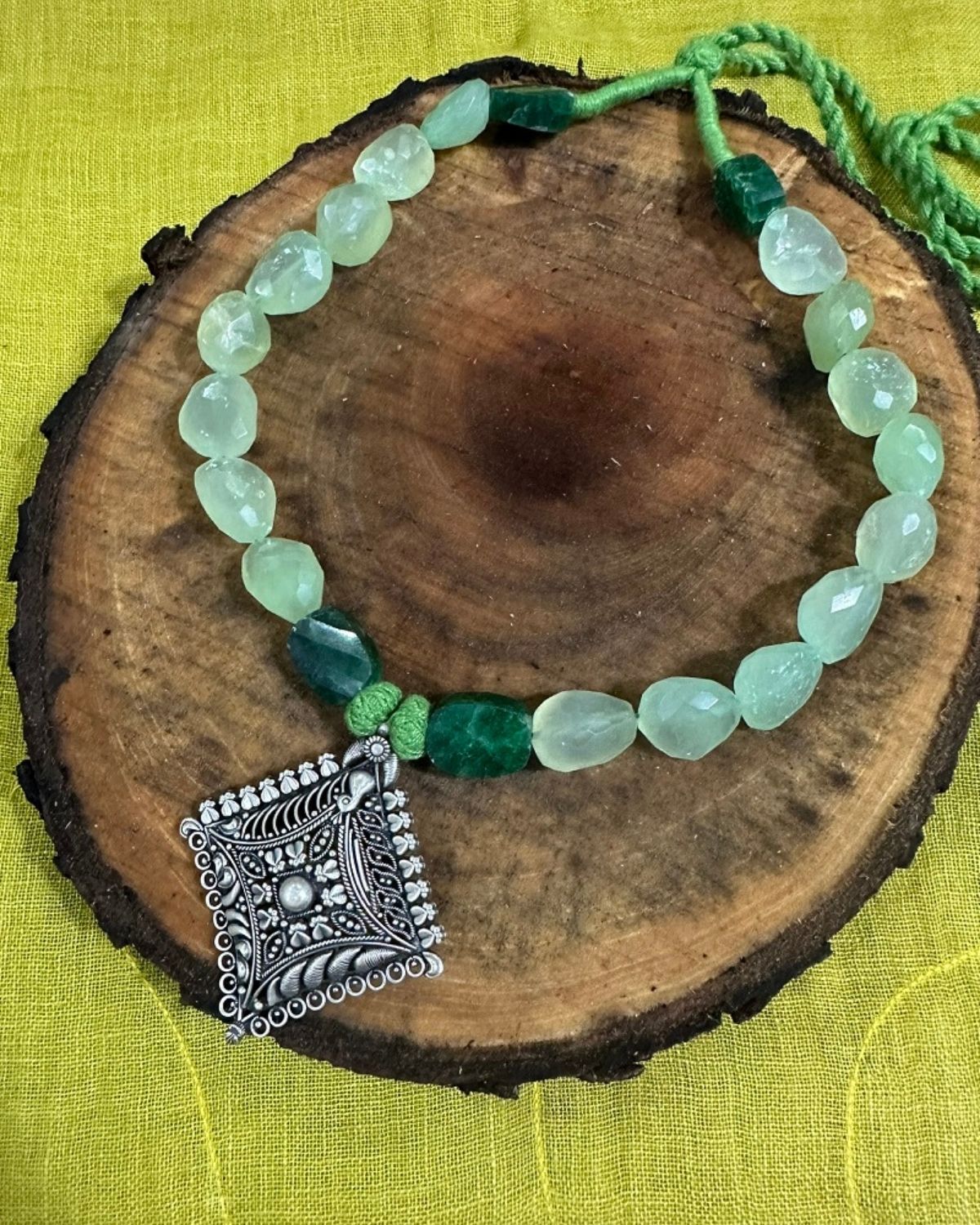 Temple Design with Green Aventurine Stone Necklace
