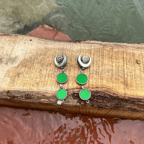 Green Mirror Chand Dangler