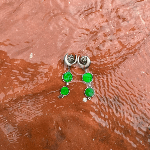 Green Mirror Chand Dangler
