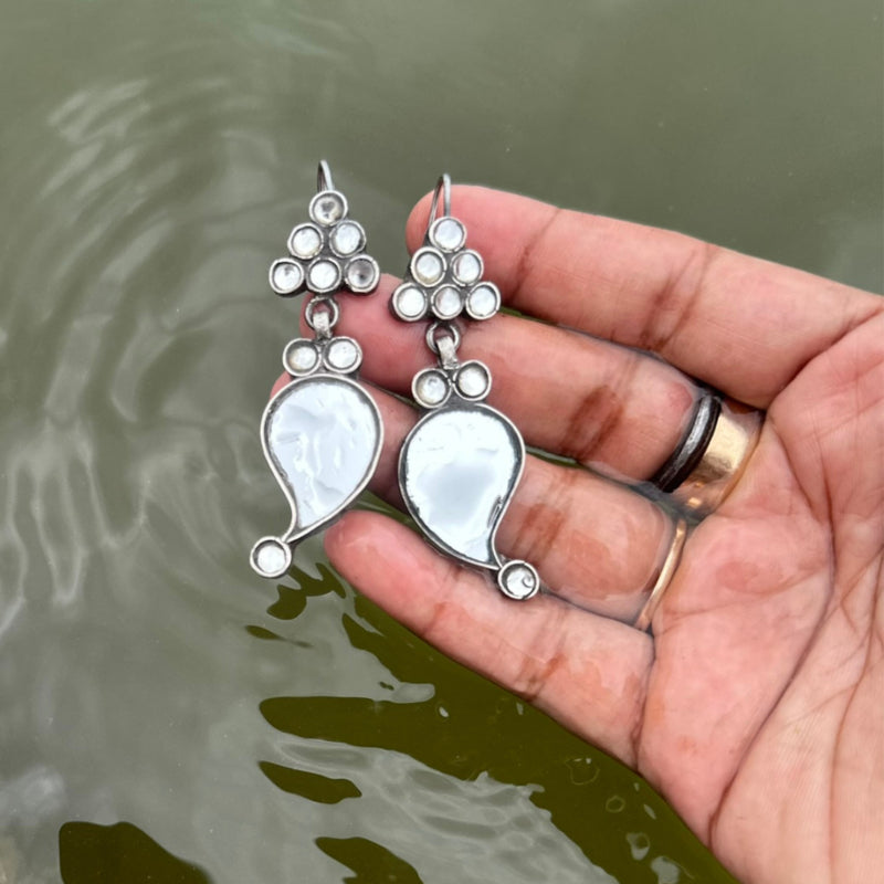 White mirror silver dangler