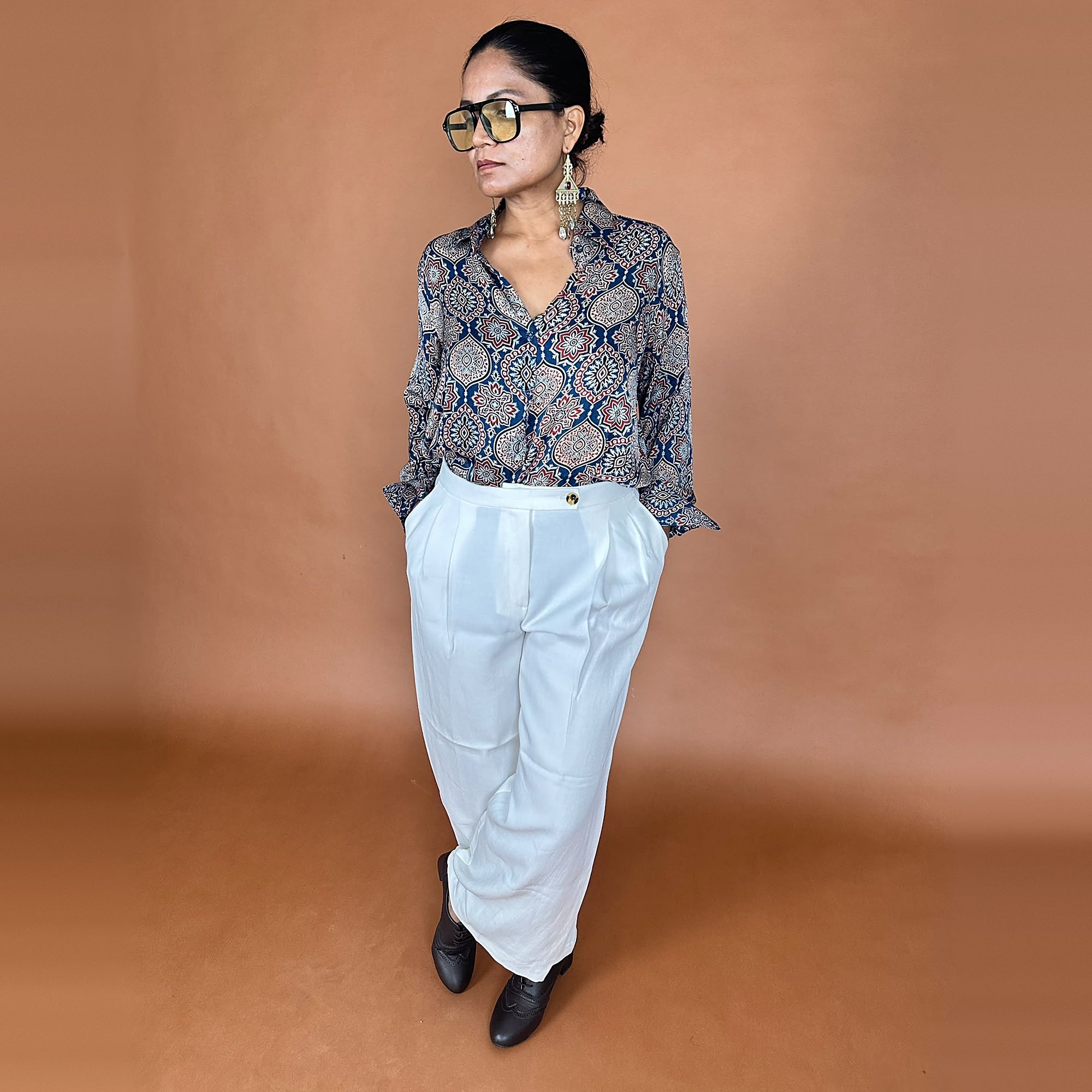 Ajrakh Modal Silk Printed Shirt