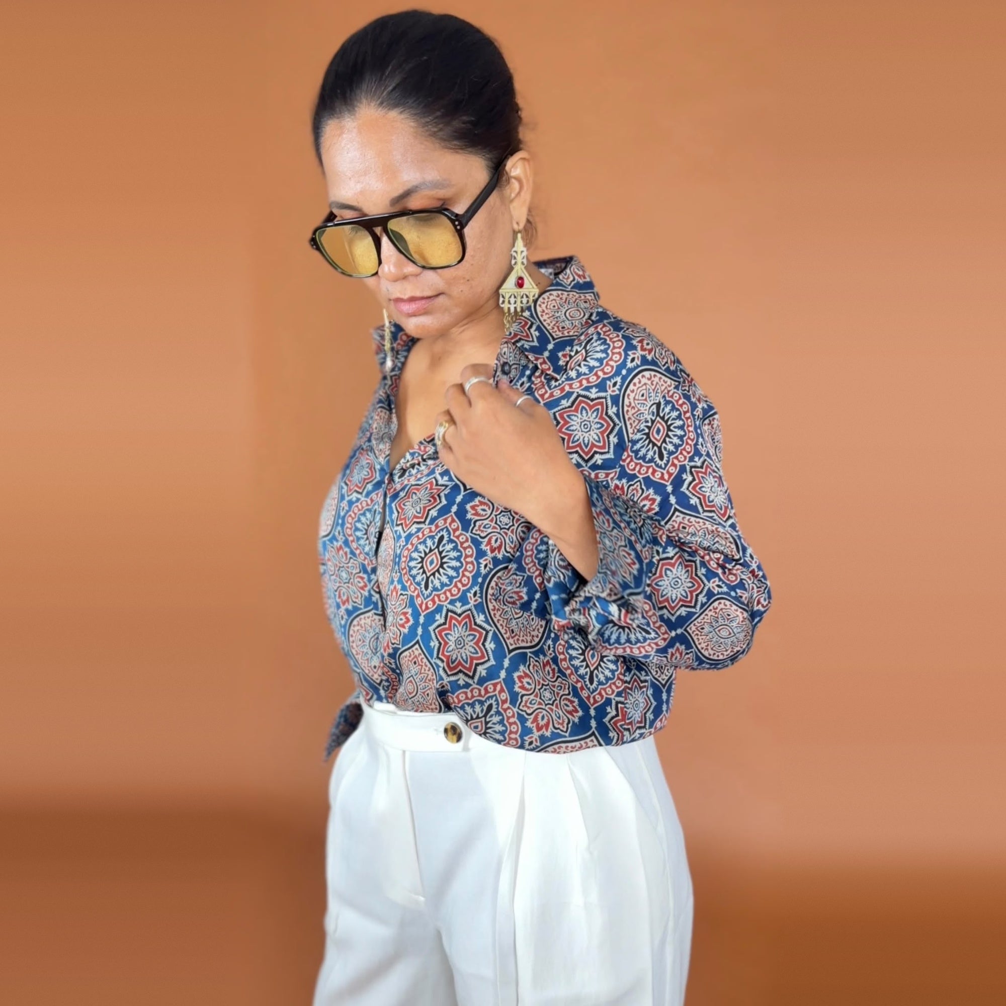 Ajrakh Modal Silk Printed Shirt
