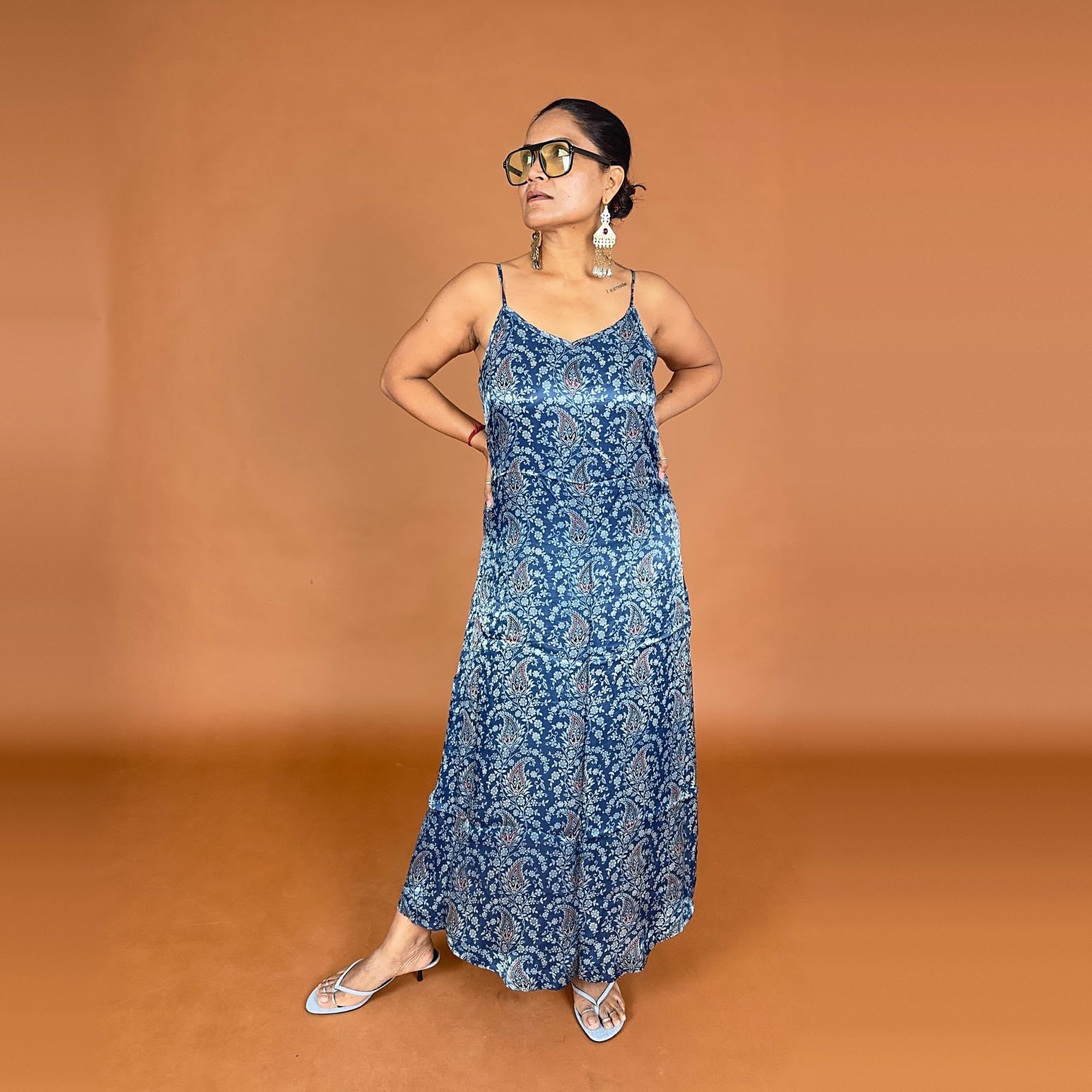 Ajrakh modal silk dress
