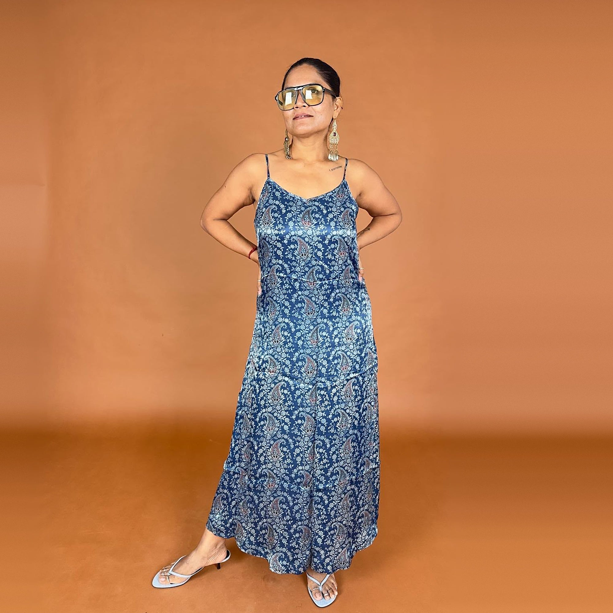 Ajrakh modal silk dress
