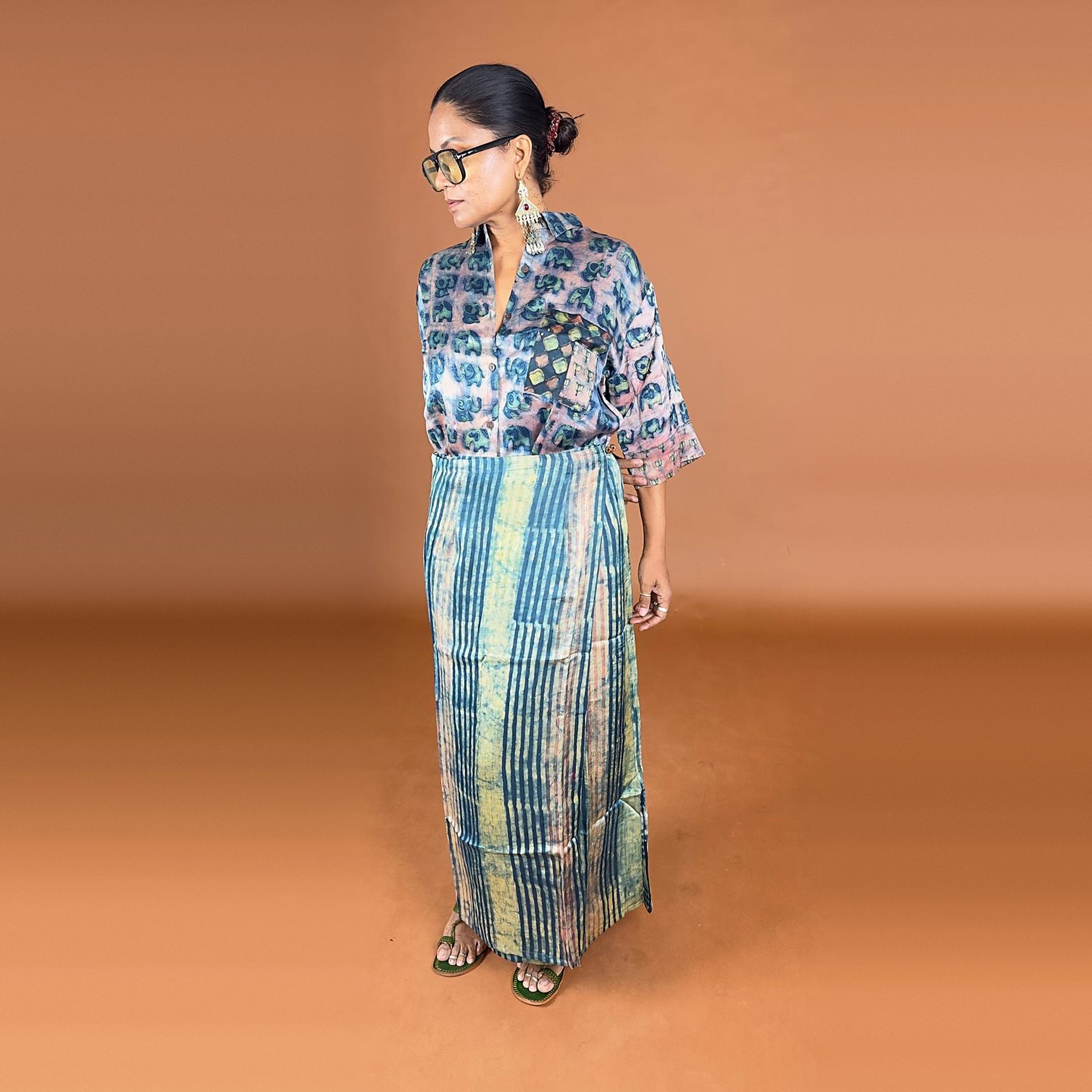 Bagru Hand Printed Modal Silk Shirt