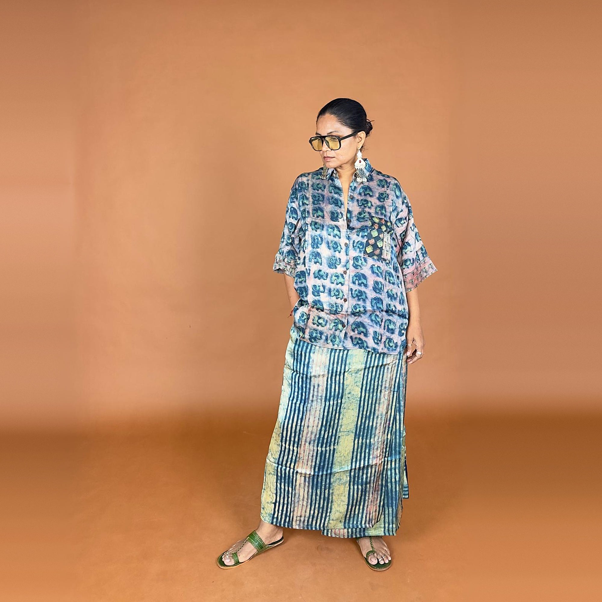 Bagru Hand Printed Modal Silk Shirt