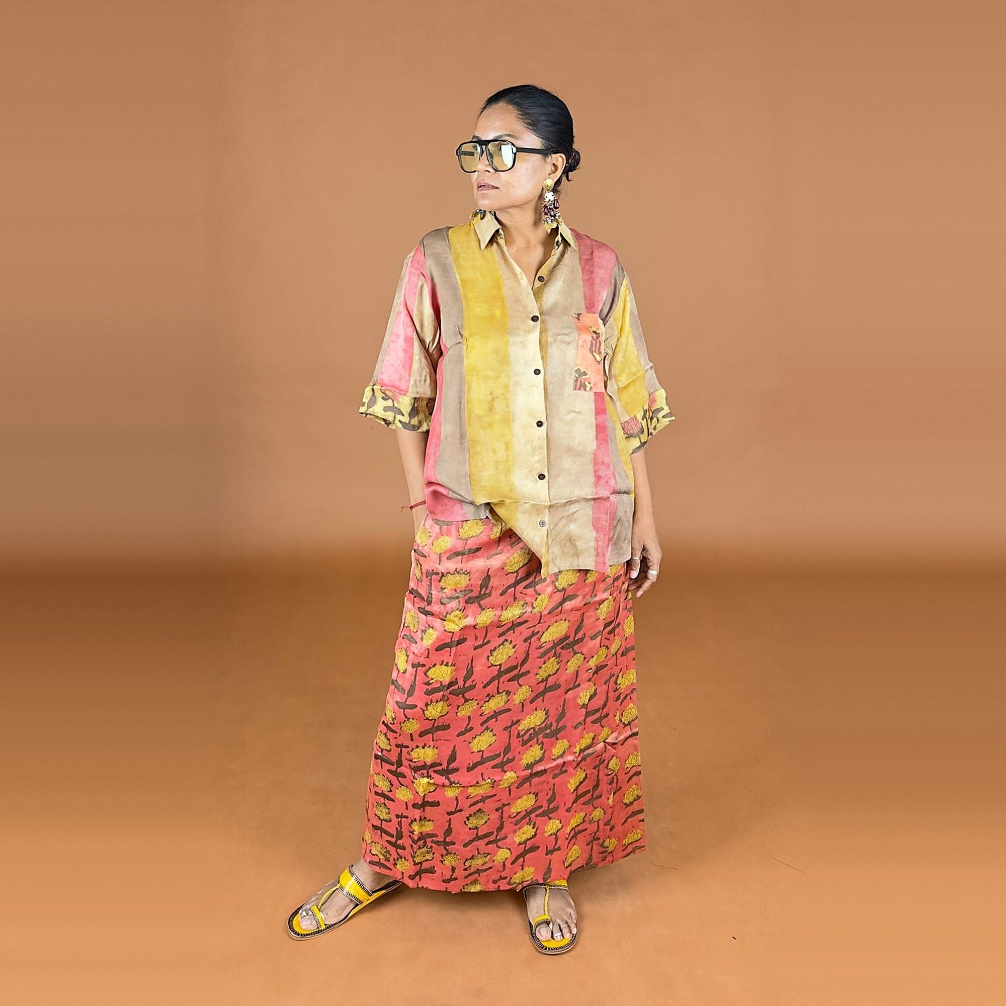 Bagru Printed Rustic Pink Wraparound Skirt
