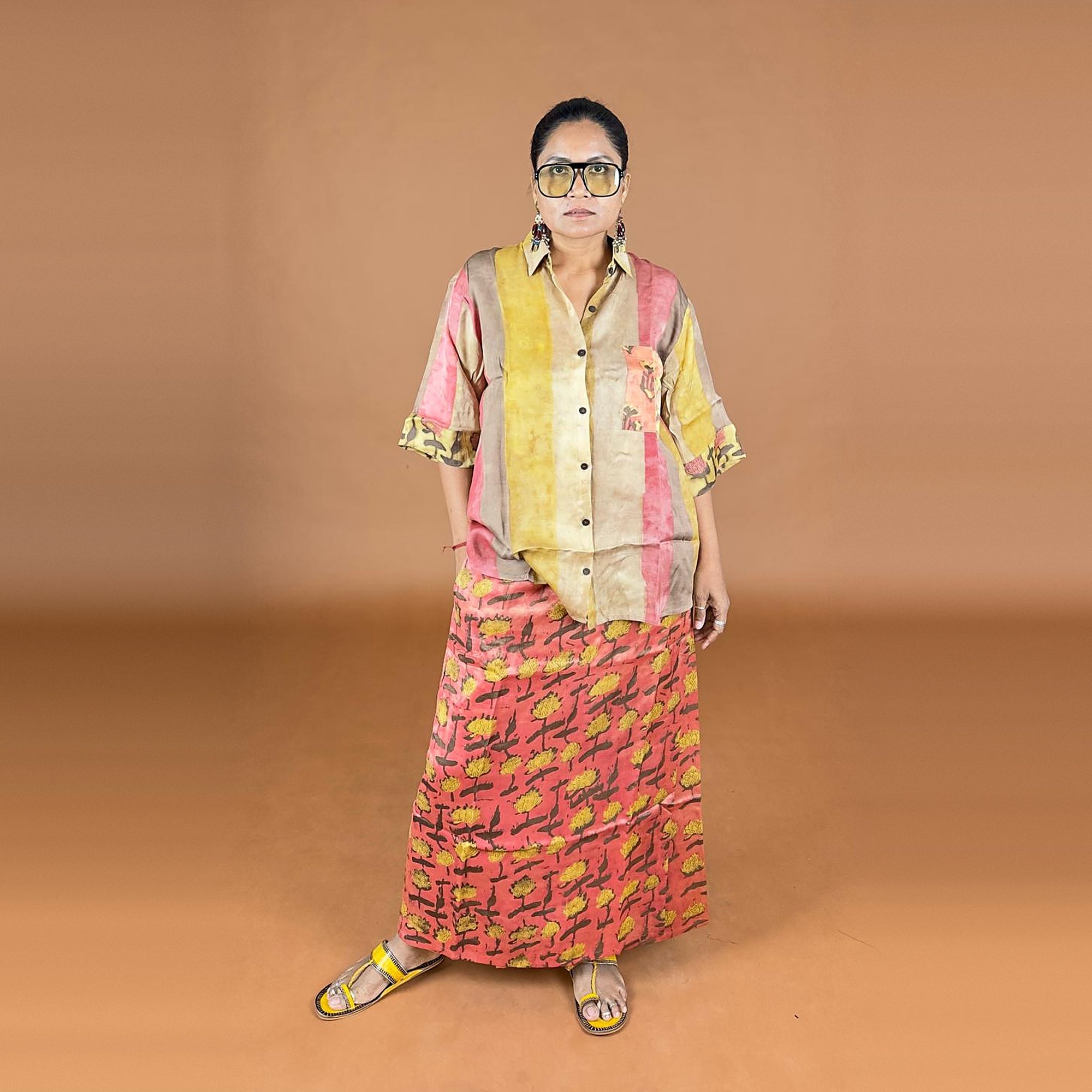 Bagru Printed Rustic Pink Wraparound Skirt