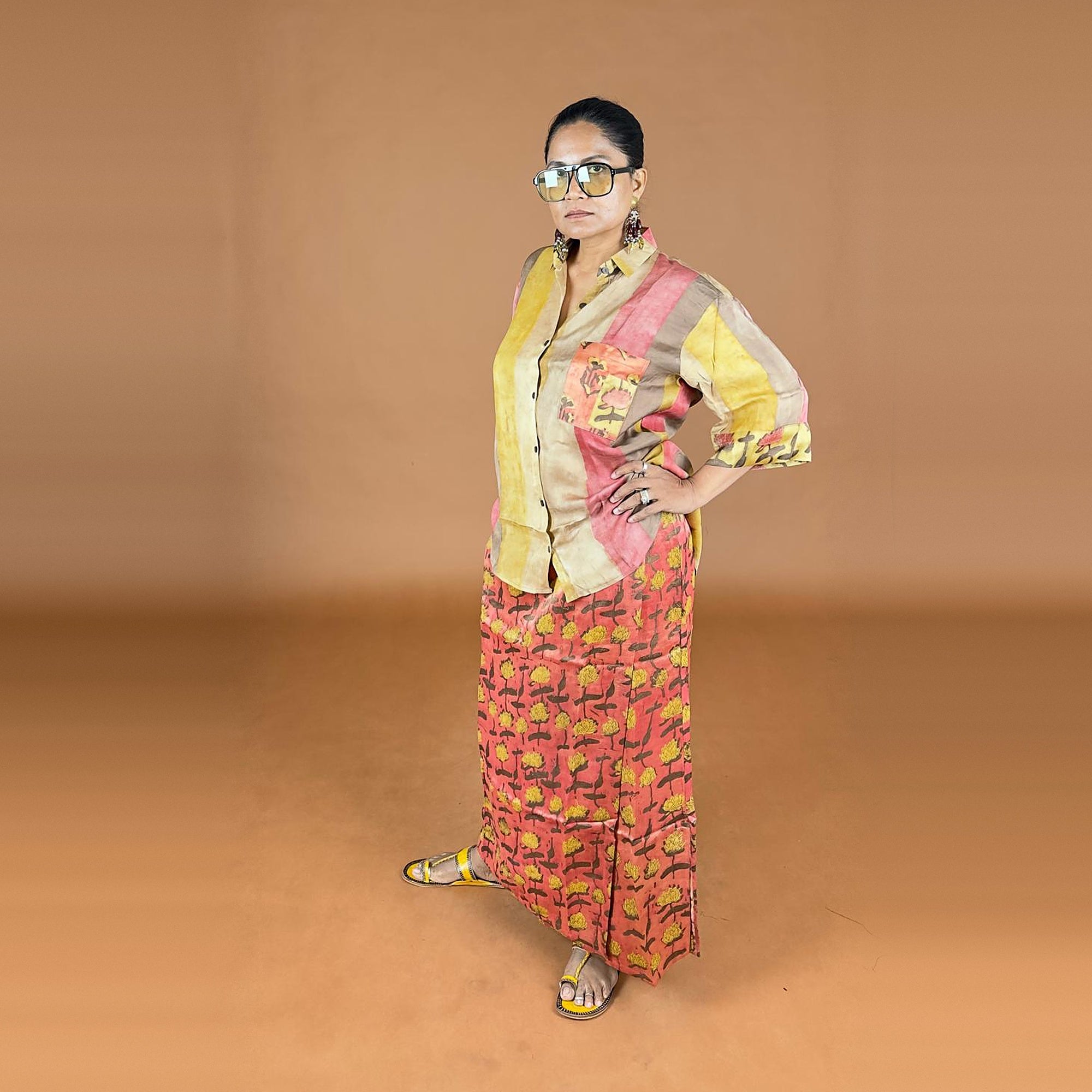 Bagru Printed Rustic Pink Wraparound Skirt