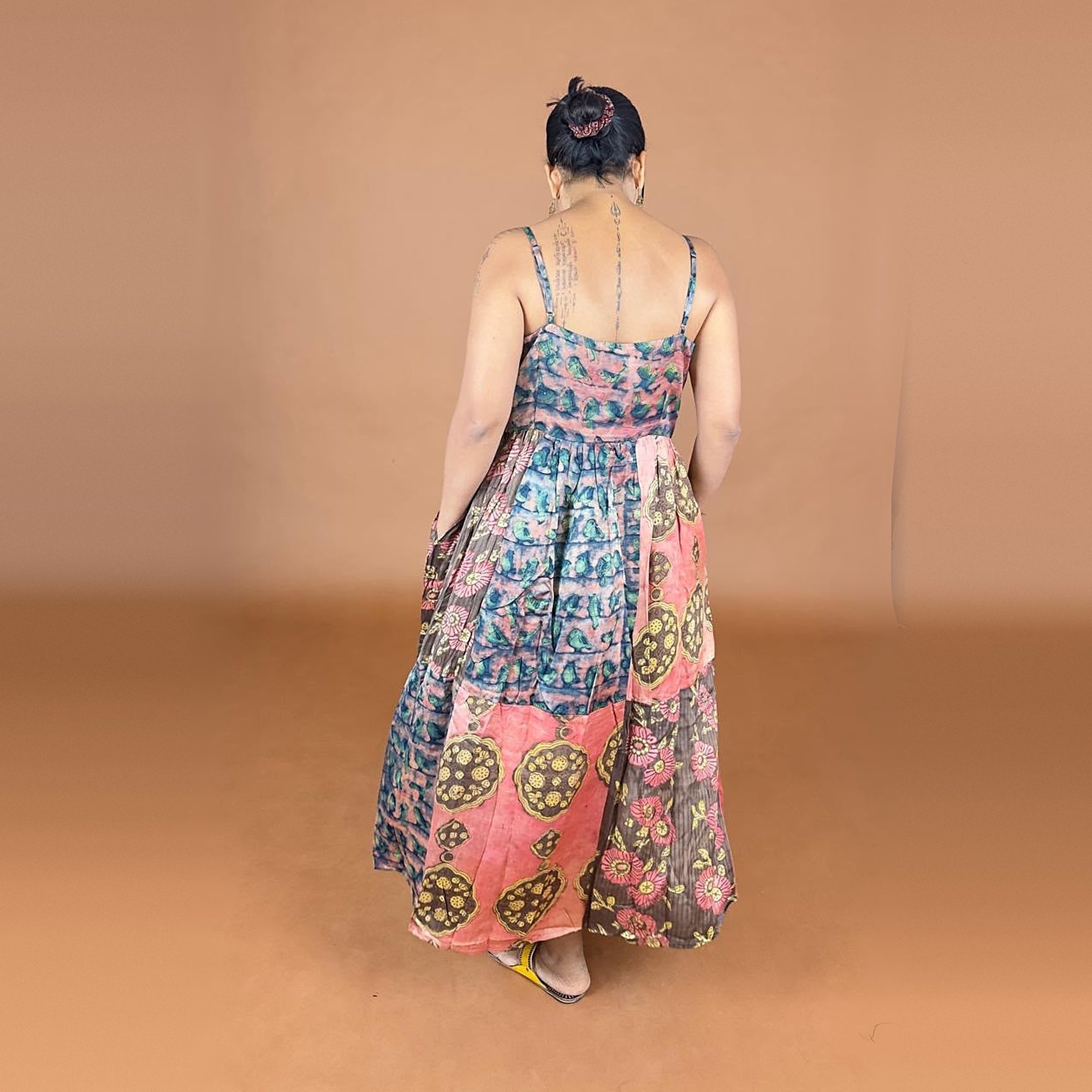 Bagru Hand Printed Patch Detailed Dress