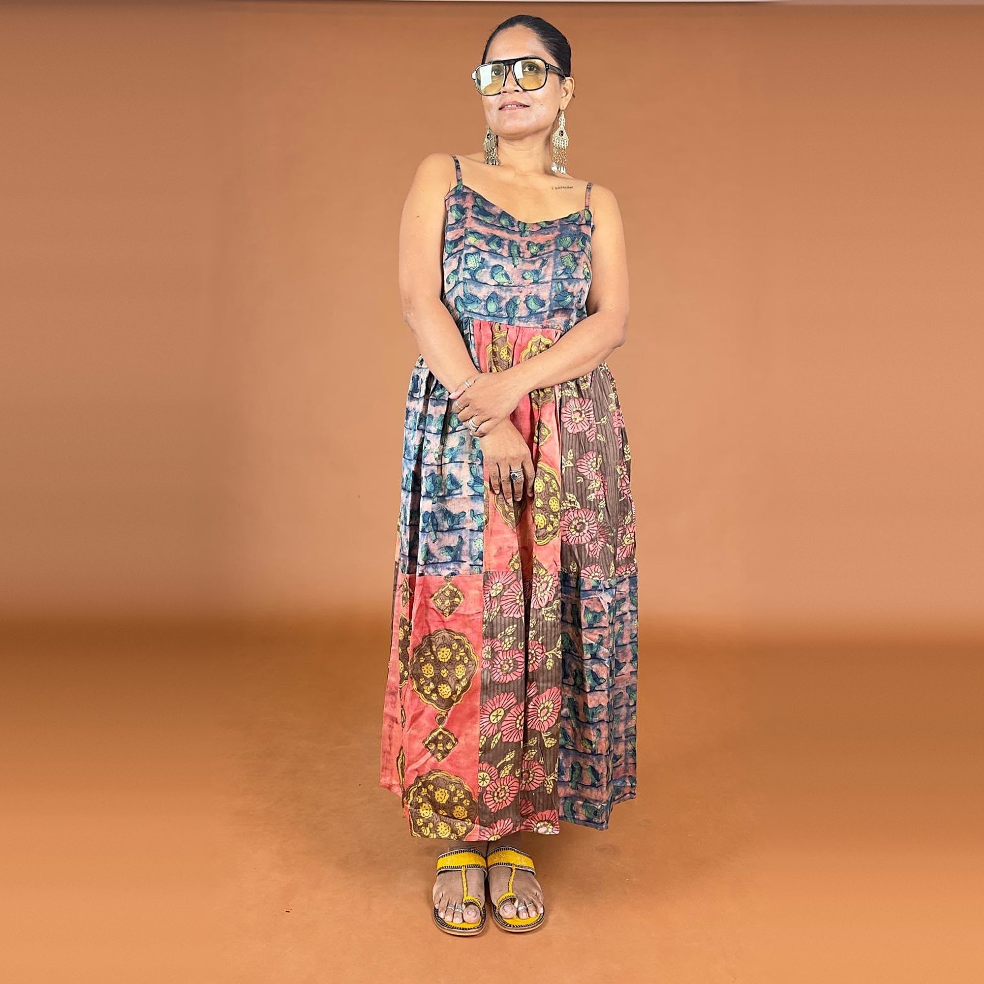 Bagru Hand Printed Patch Detailed Dress