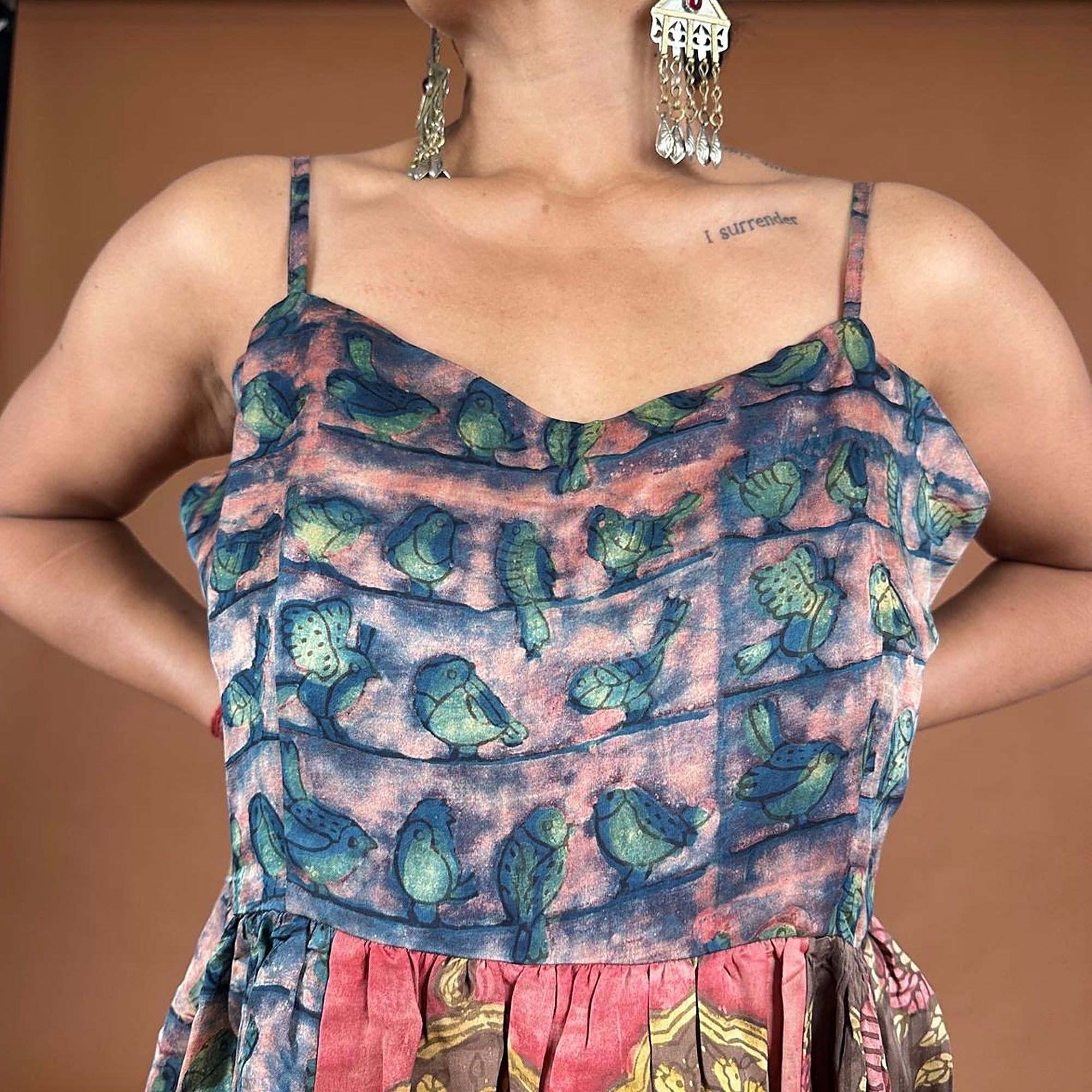 Bagru Hand Printed Patch Detailed Dress