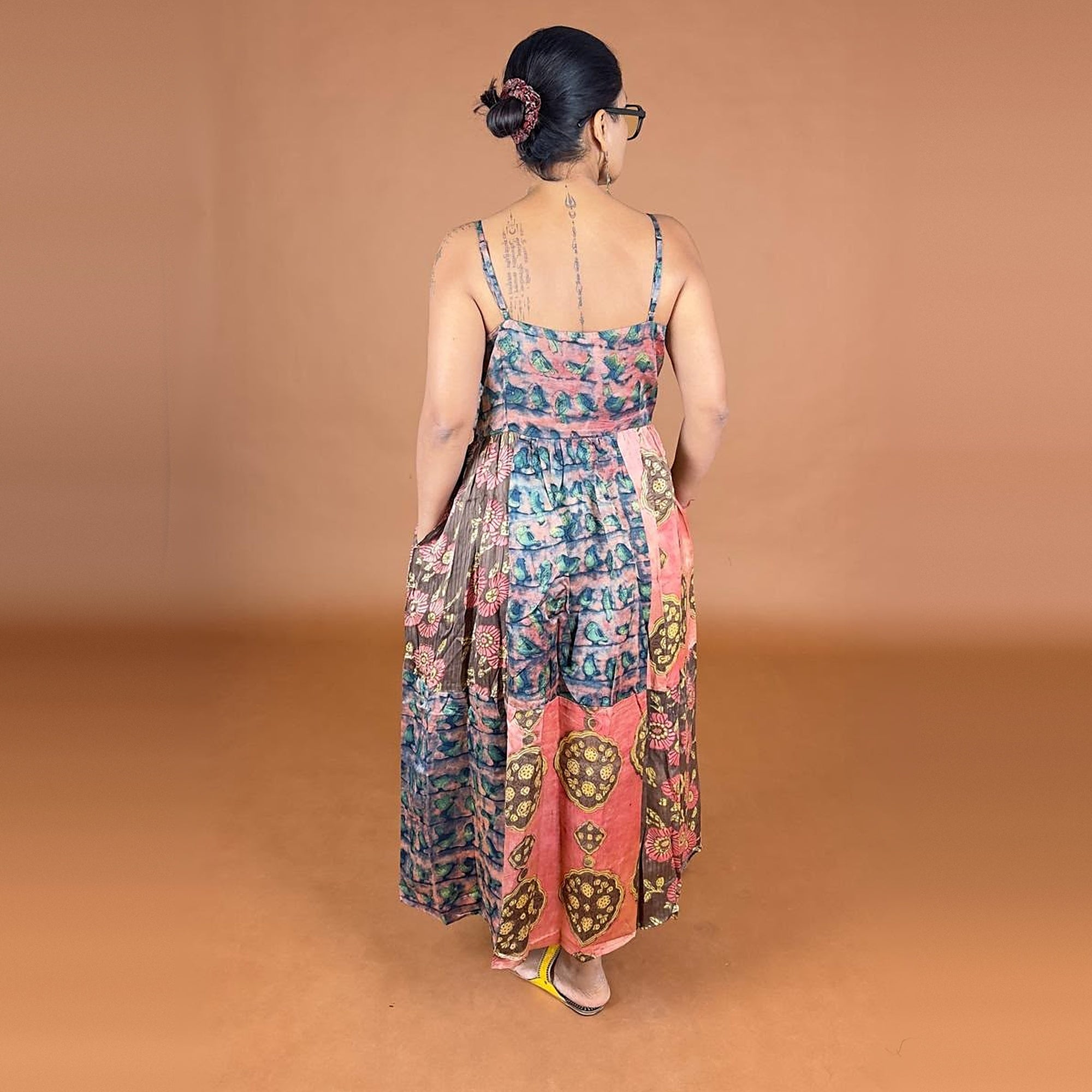 Bagru Hand Printed Patch Detailed Dress