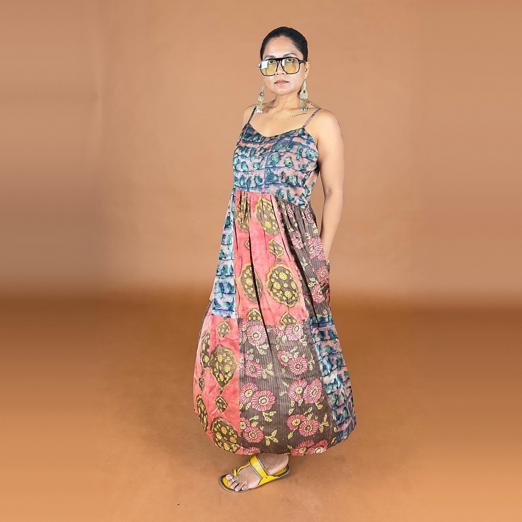 Bagru Hand Printed Patch Detailed Dress