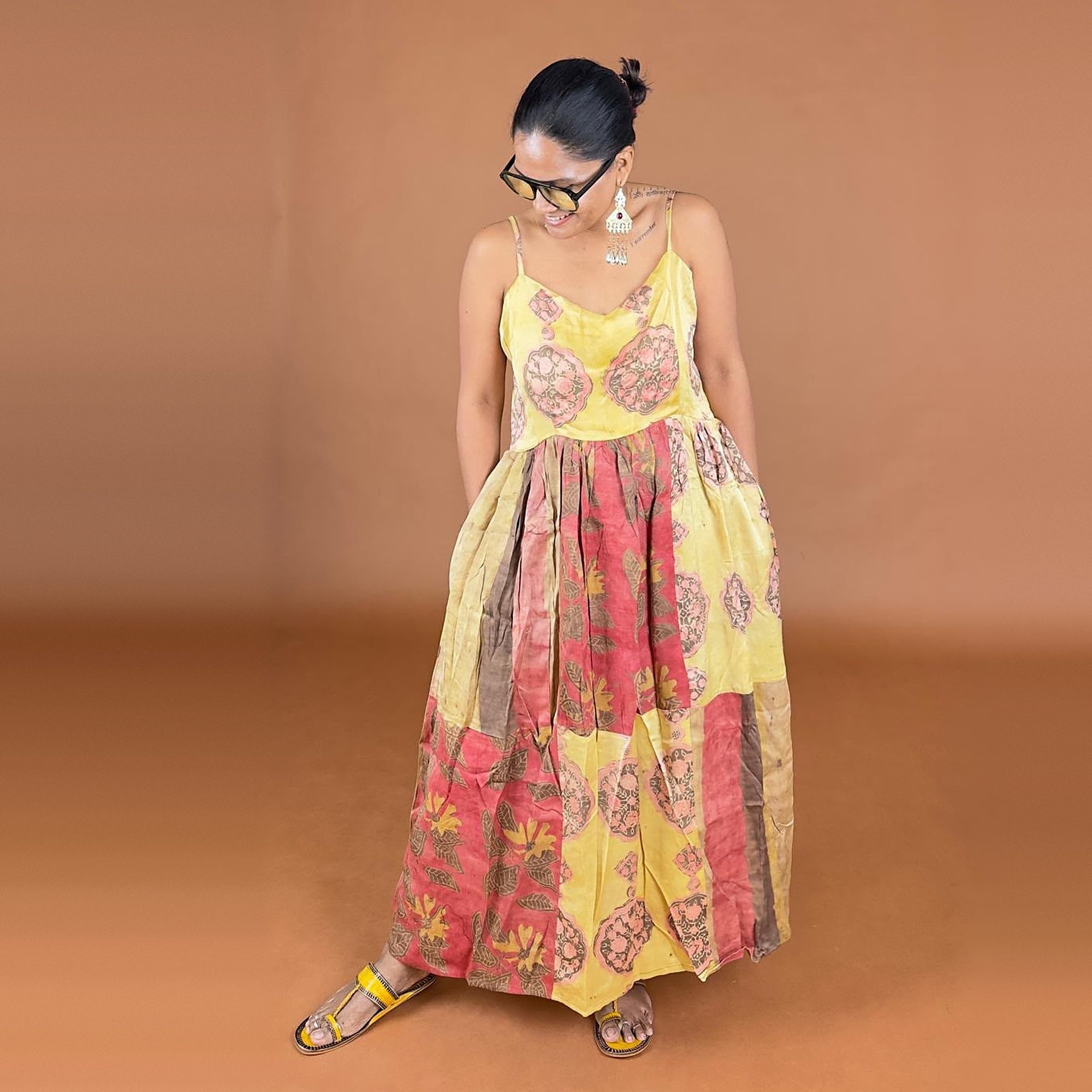 Bagru Hand Printed Rustic Pink Dress