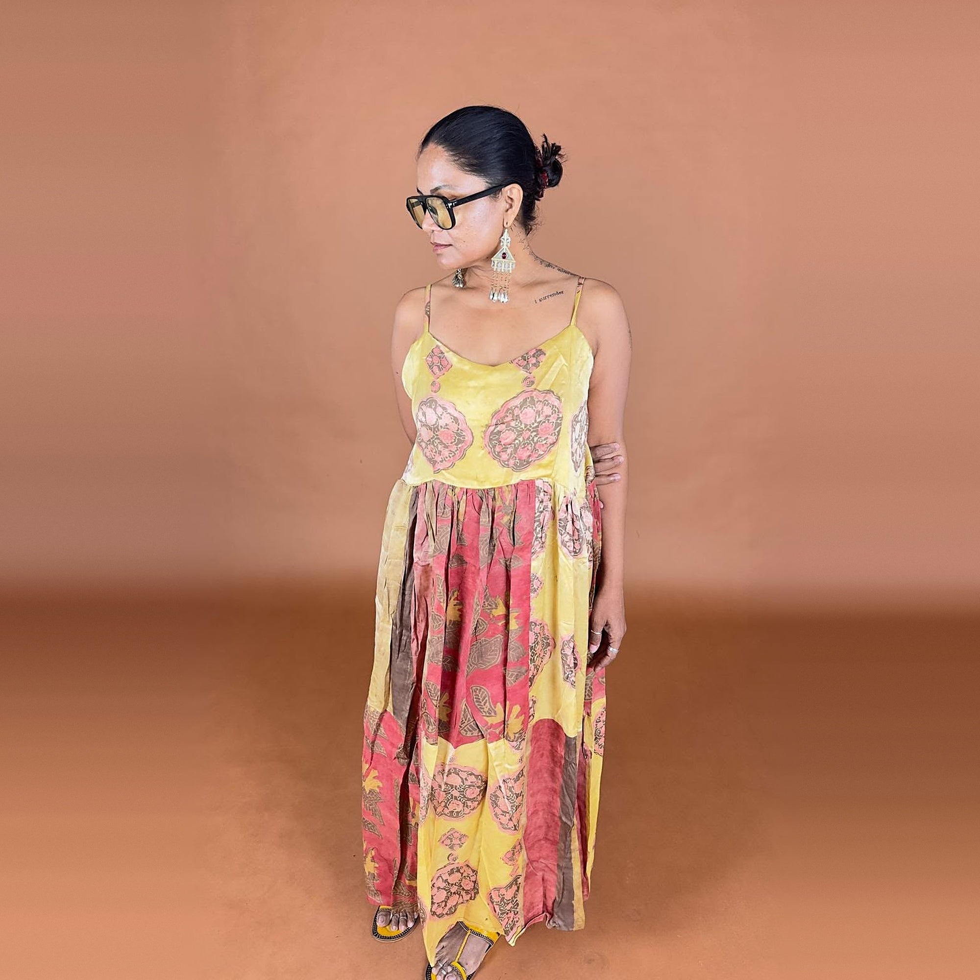 Bagru Hand Printed Rustic Pink Dress