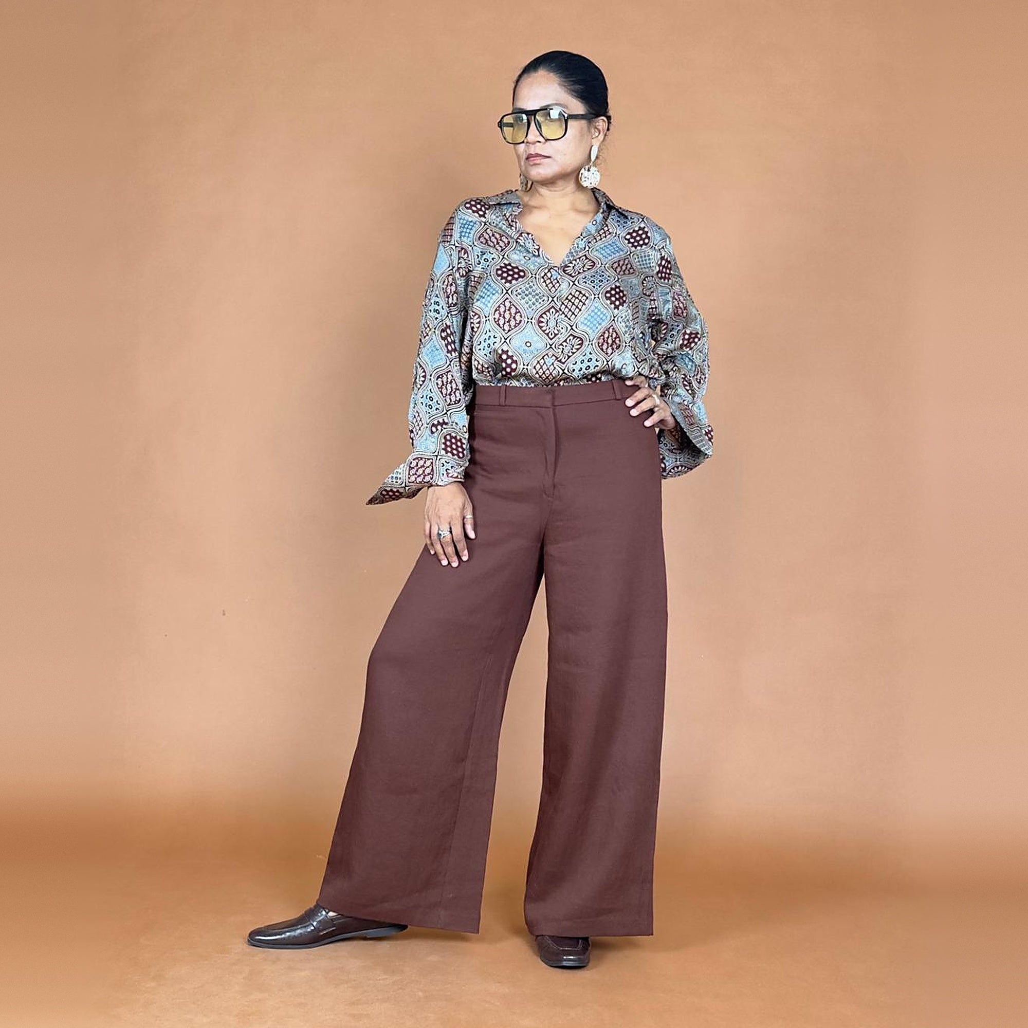 Blue Ajrakh Modal Silk Shirt
