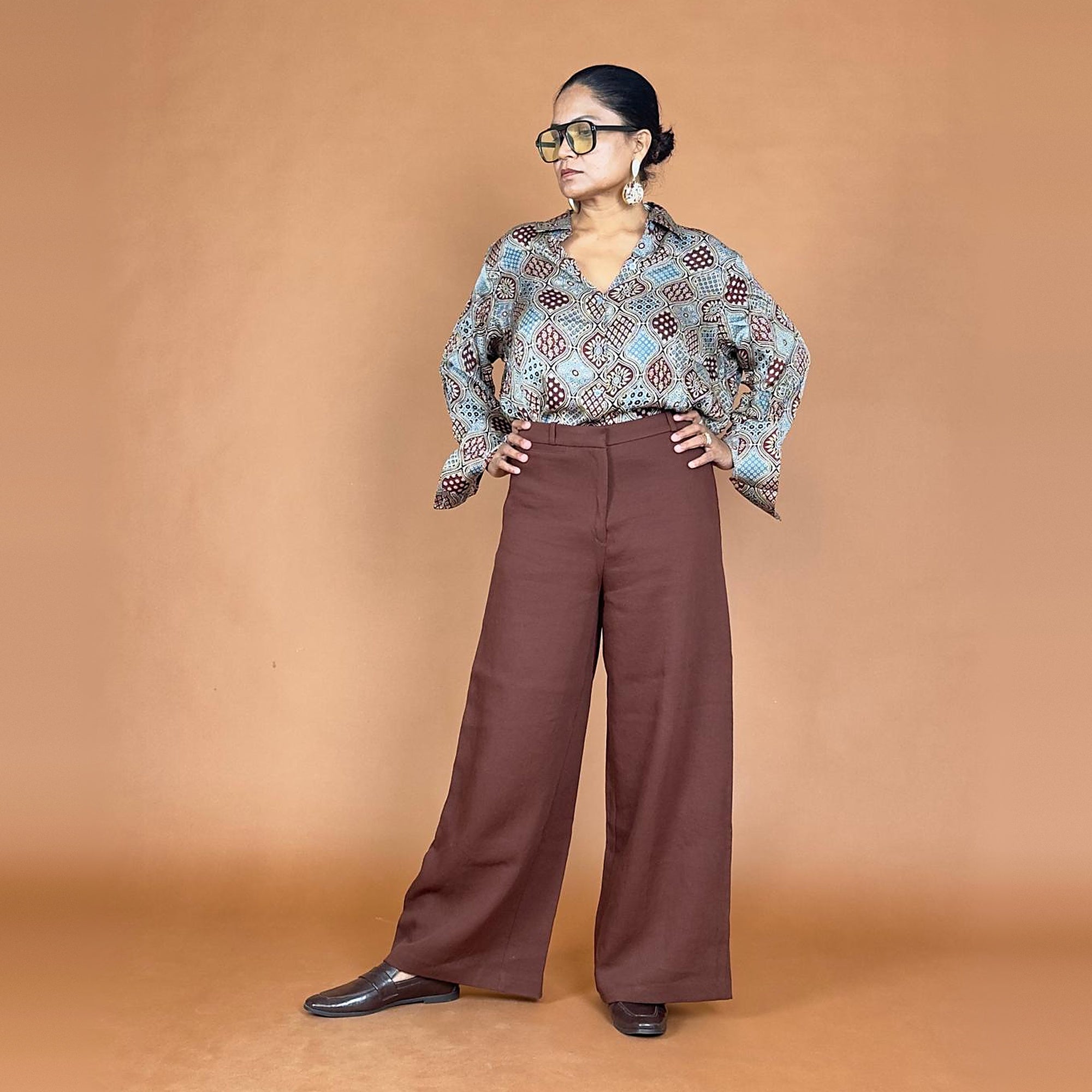 Blue Ajrakh Modal Silk Shirt