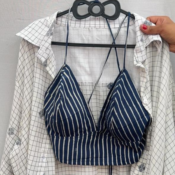 Blue Mul Cotton Bralette
