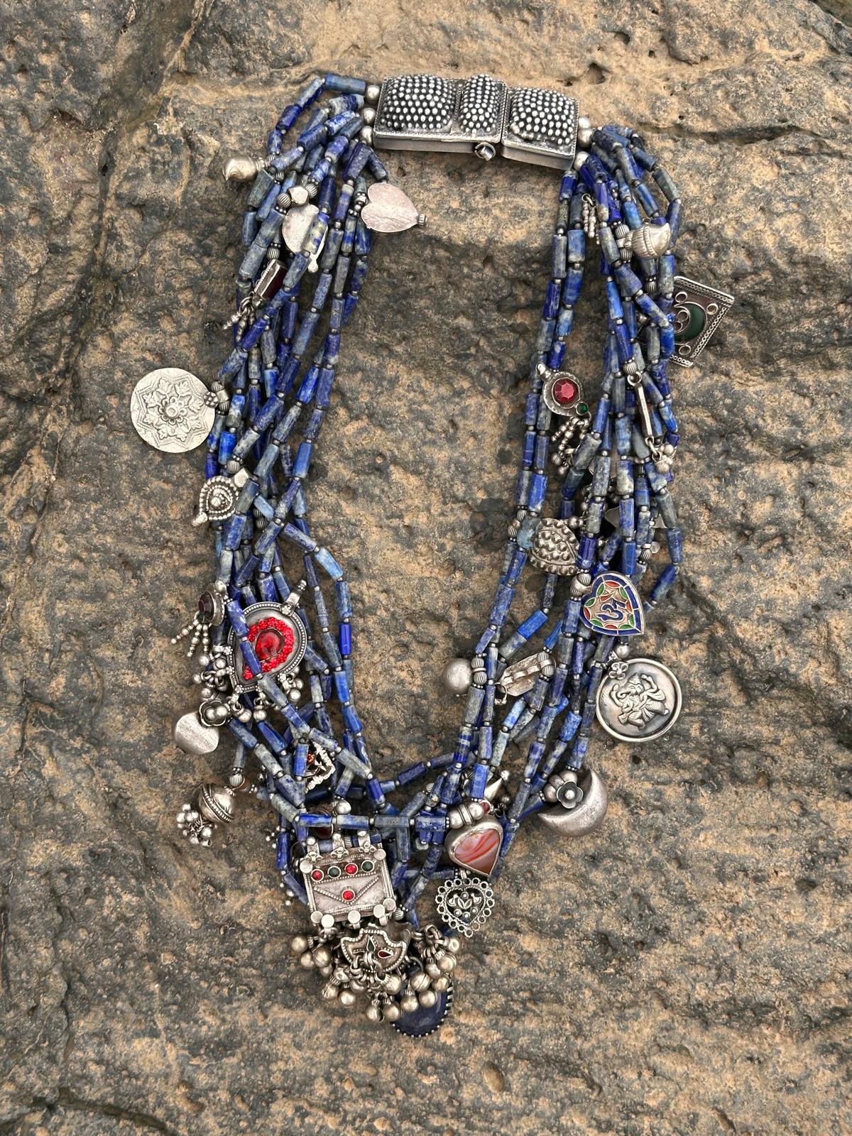 Lapiz Vintage 9 Layered Statement Necklace