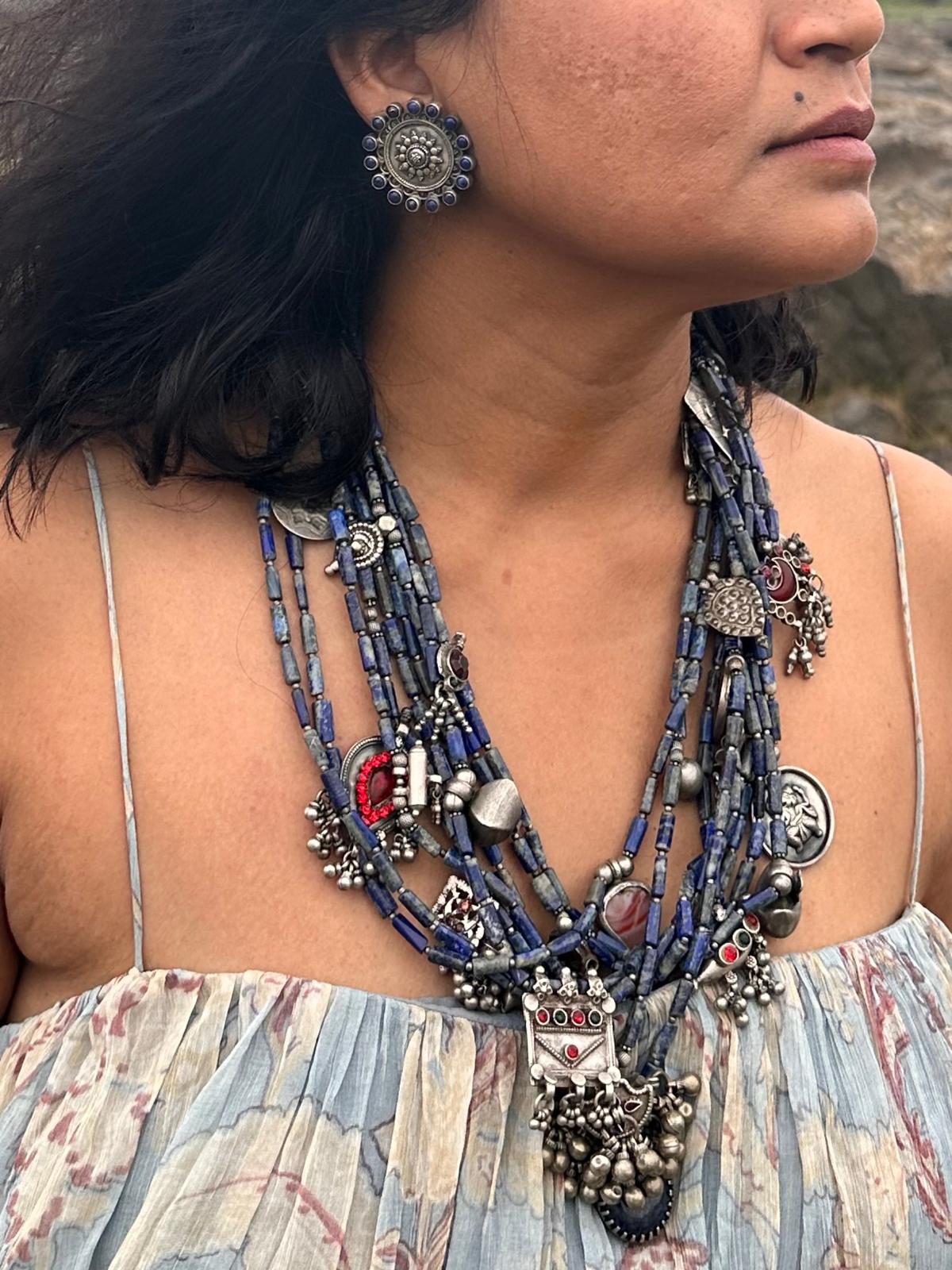 Lapiz Vintage 9 Layered Statement Necklace