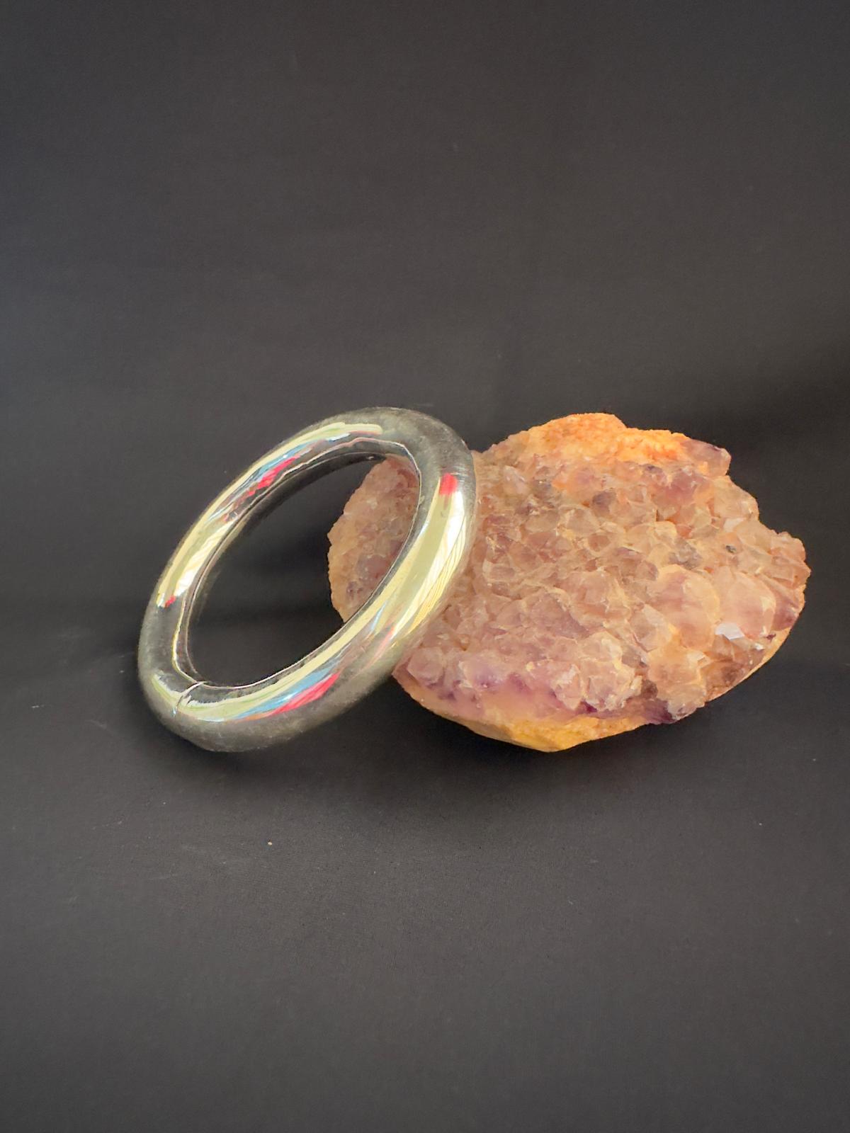 Silver bangle pair round shaped