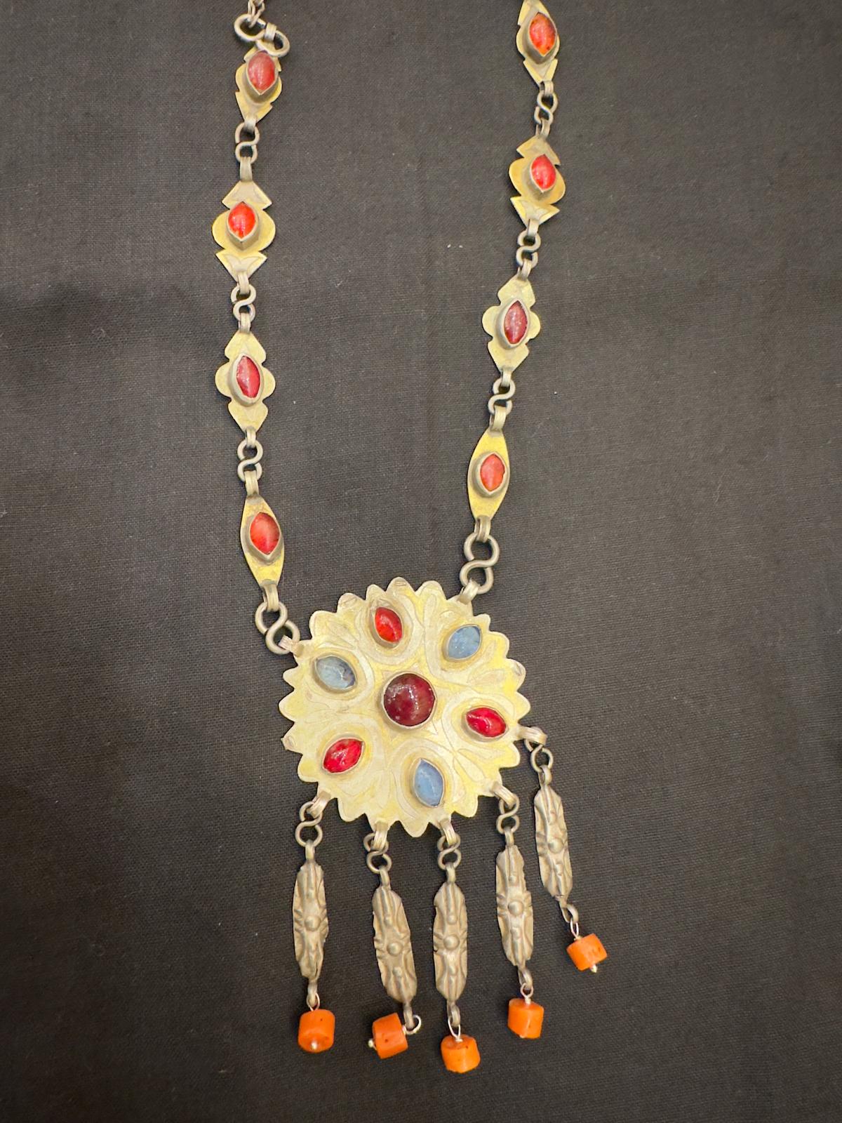 Afghani Vintage Coral Silver Necklace