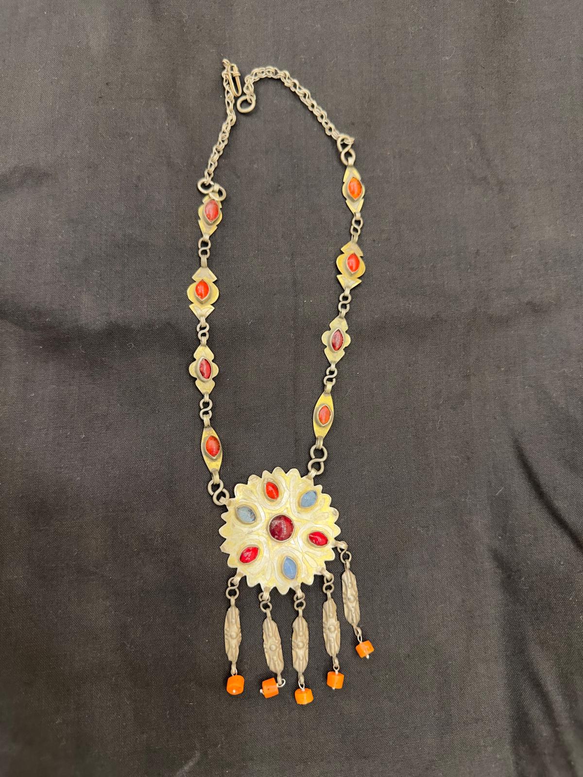 Afghani Vintage Coral Silver Necklace