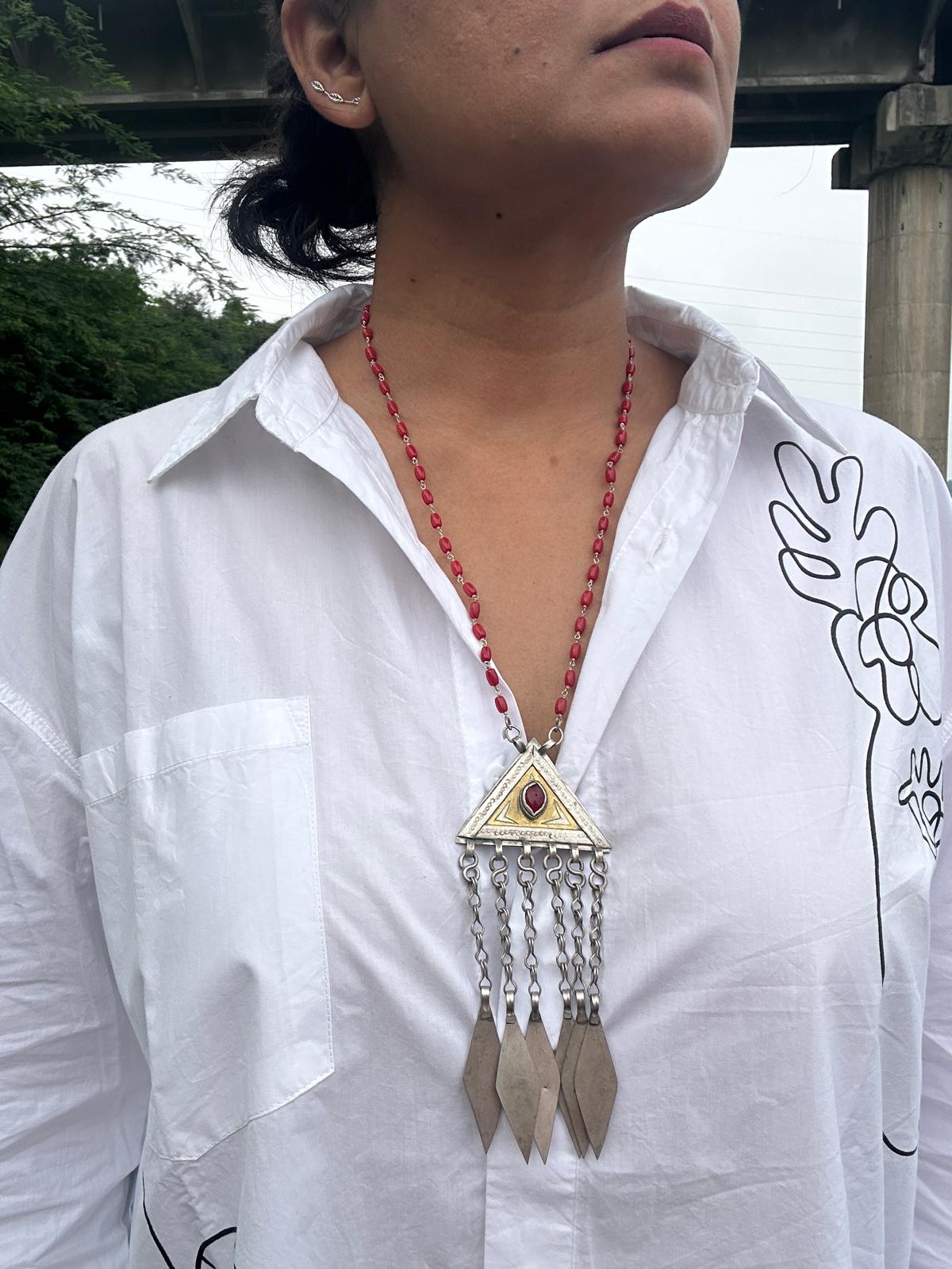 Afghani Vintage Coral Silver Necklace