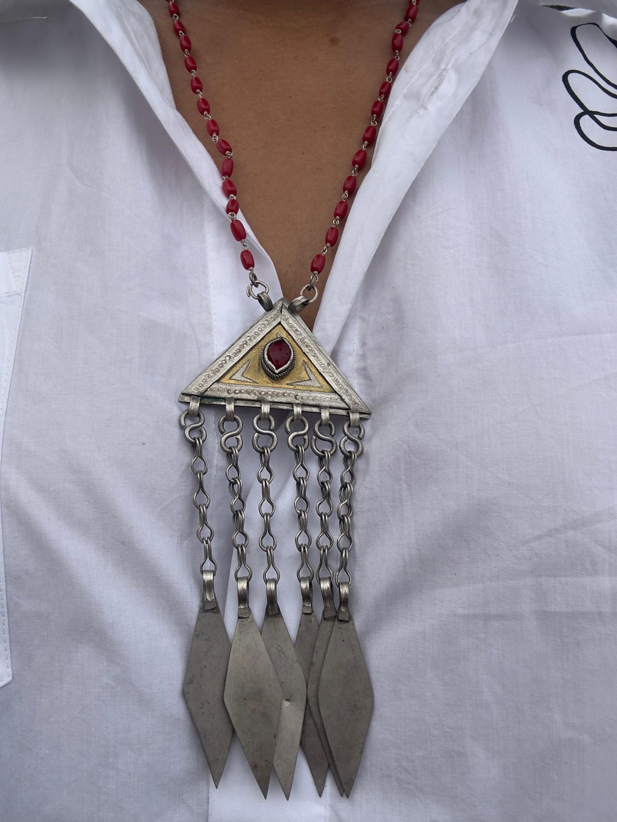 Afghani Vintage Coral Silver Necklace