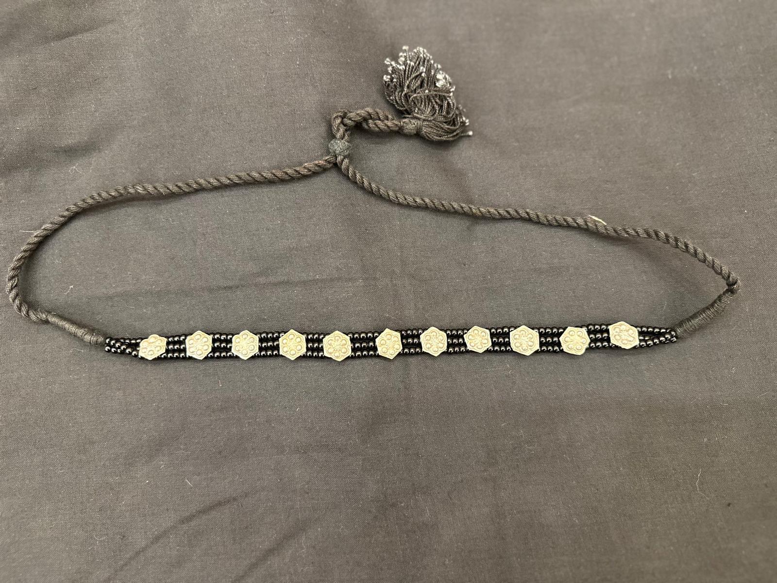 Black Moti Vintage Silver Chokar