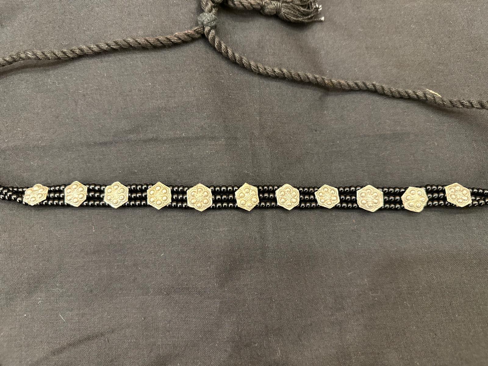 Black Moti Vintage Silver Chokar