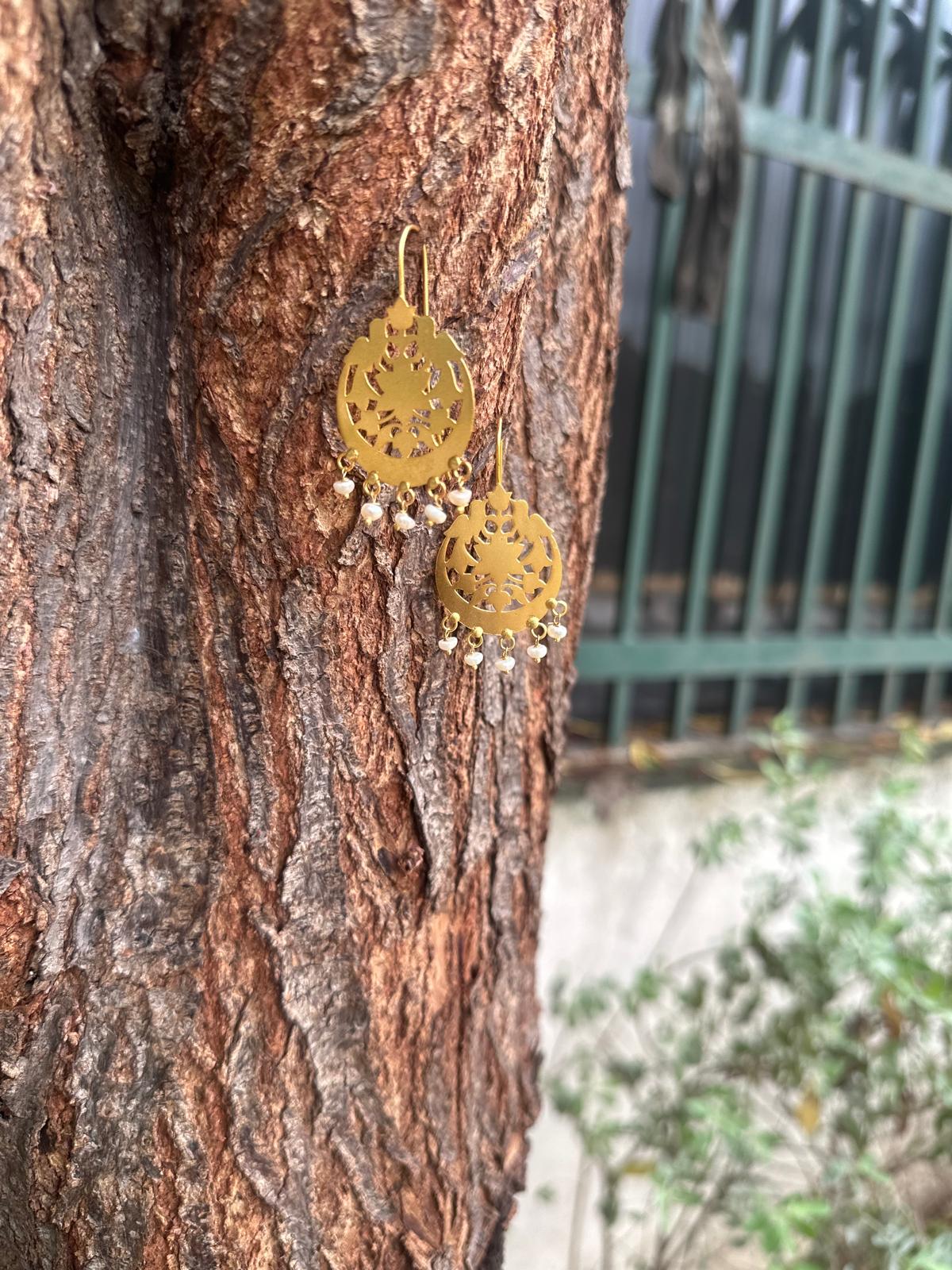 22K Gold Polish Silver Jaal Dangler