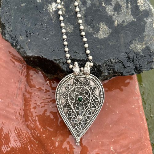 Vintage Pan Shape Pendant with Ball Chain