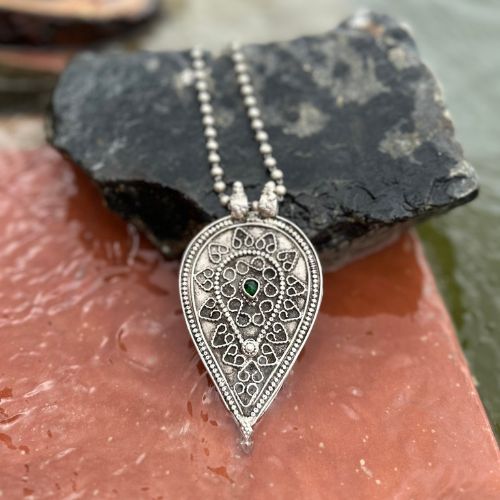 Vintage Pan Shape Pendant with Ball Chain