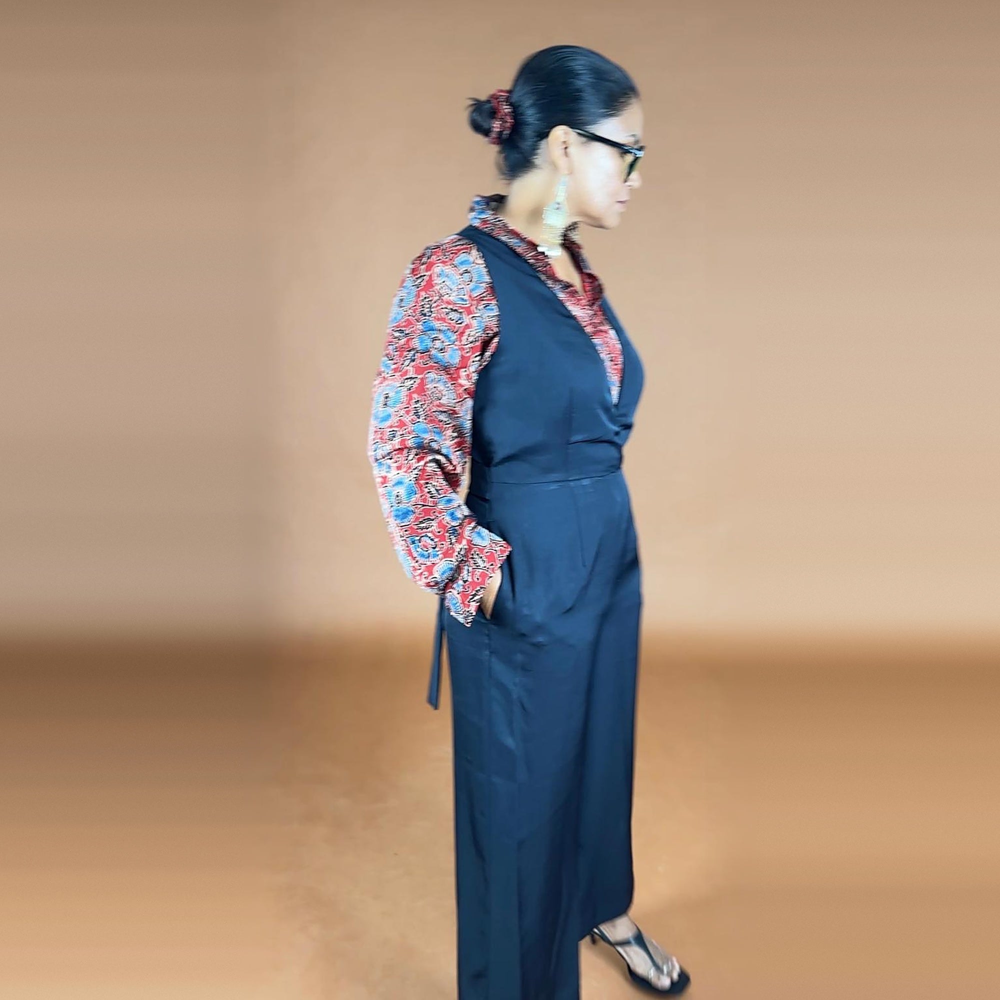 Red Ajrakh Modal Silk Shirt