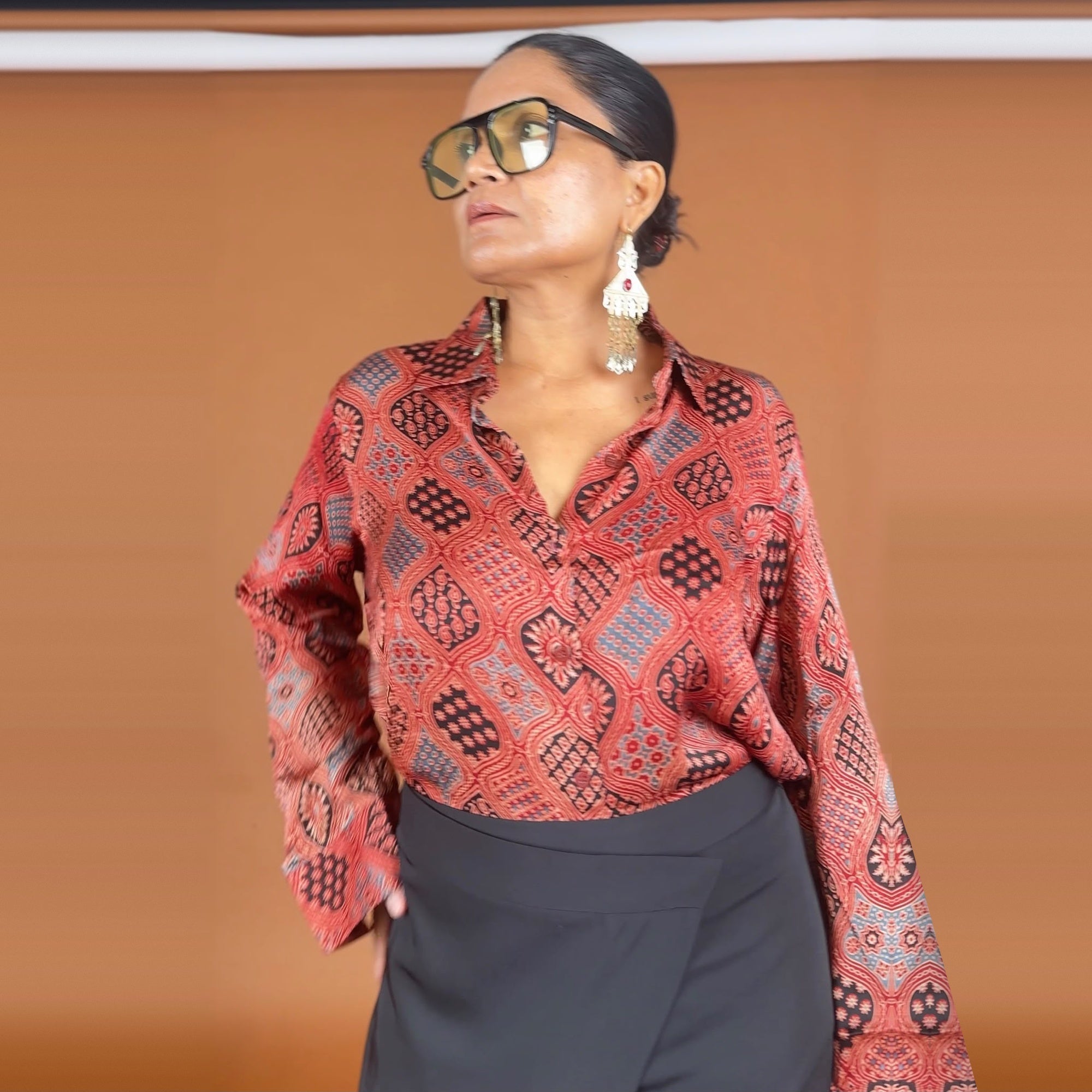 Red Modal Silk Shirt