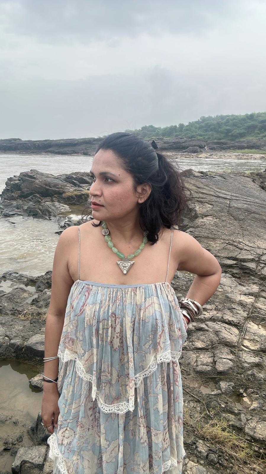 Aventurine Vintage Silver Necklace