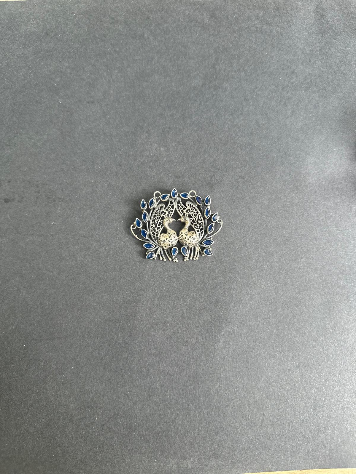 Peacock Motif Silver Pendant
