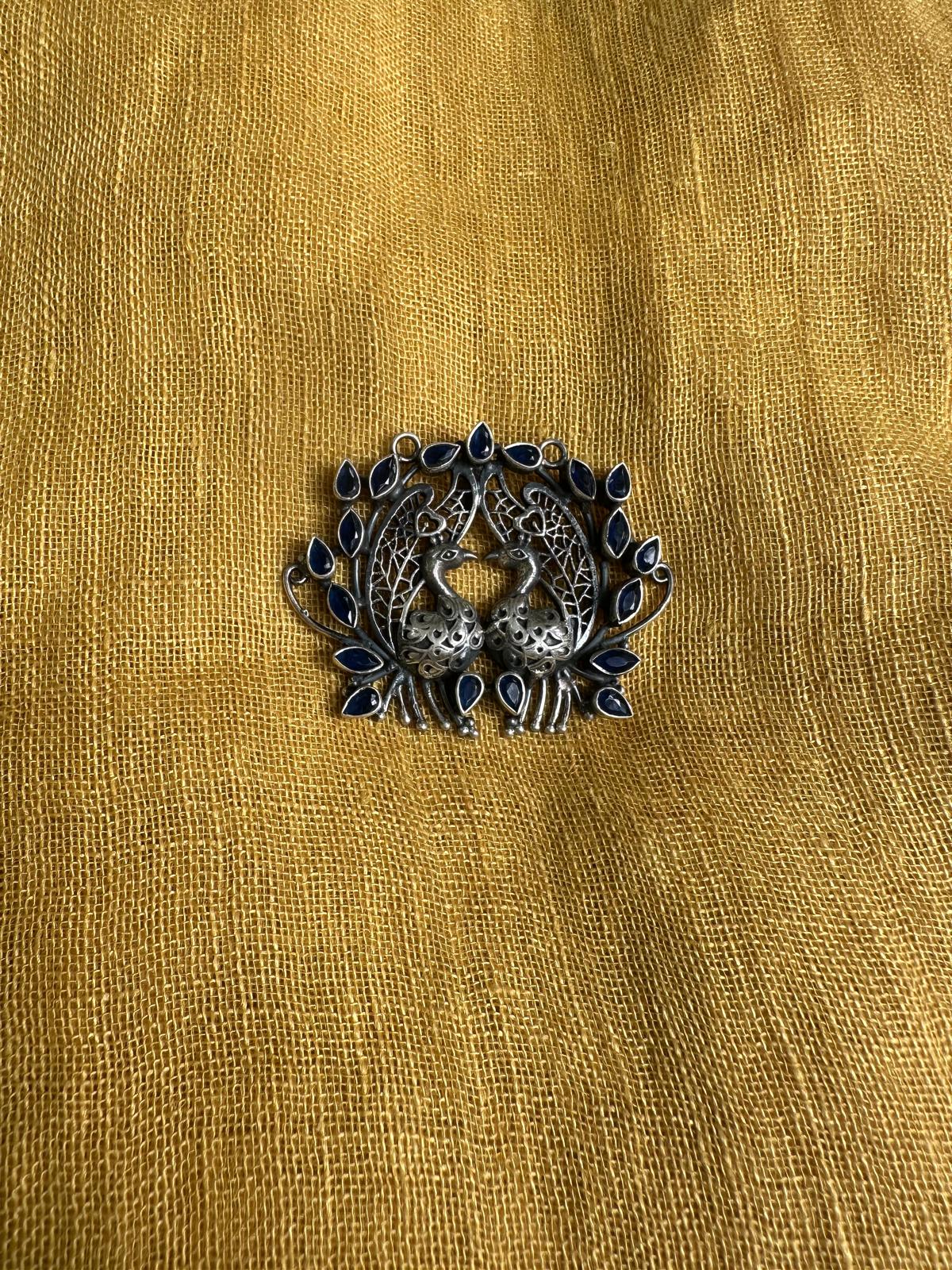 Peacock Motif Silver Pendant