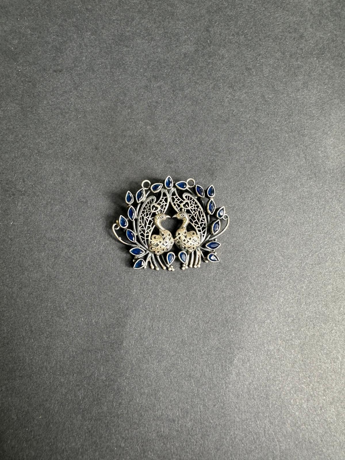 Peacock Motif Silver Pendant