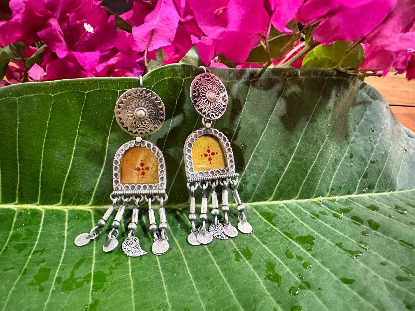 Yellow Mirror Silver Dangler